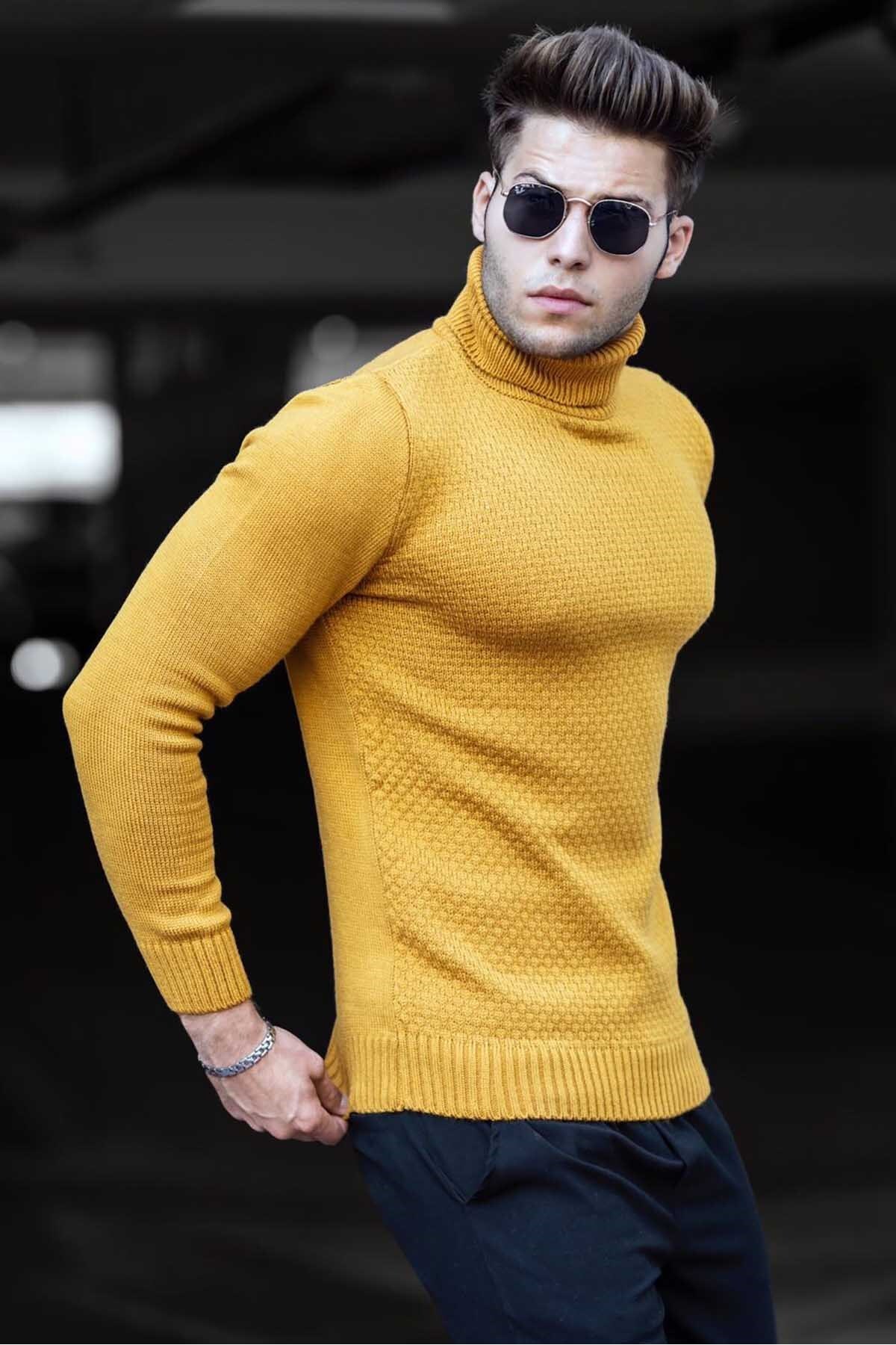 Madmext Mustard Turtleneck Sweater 4659
