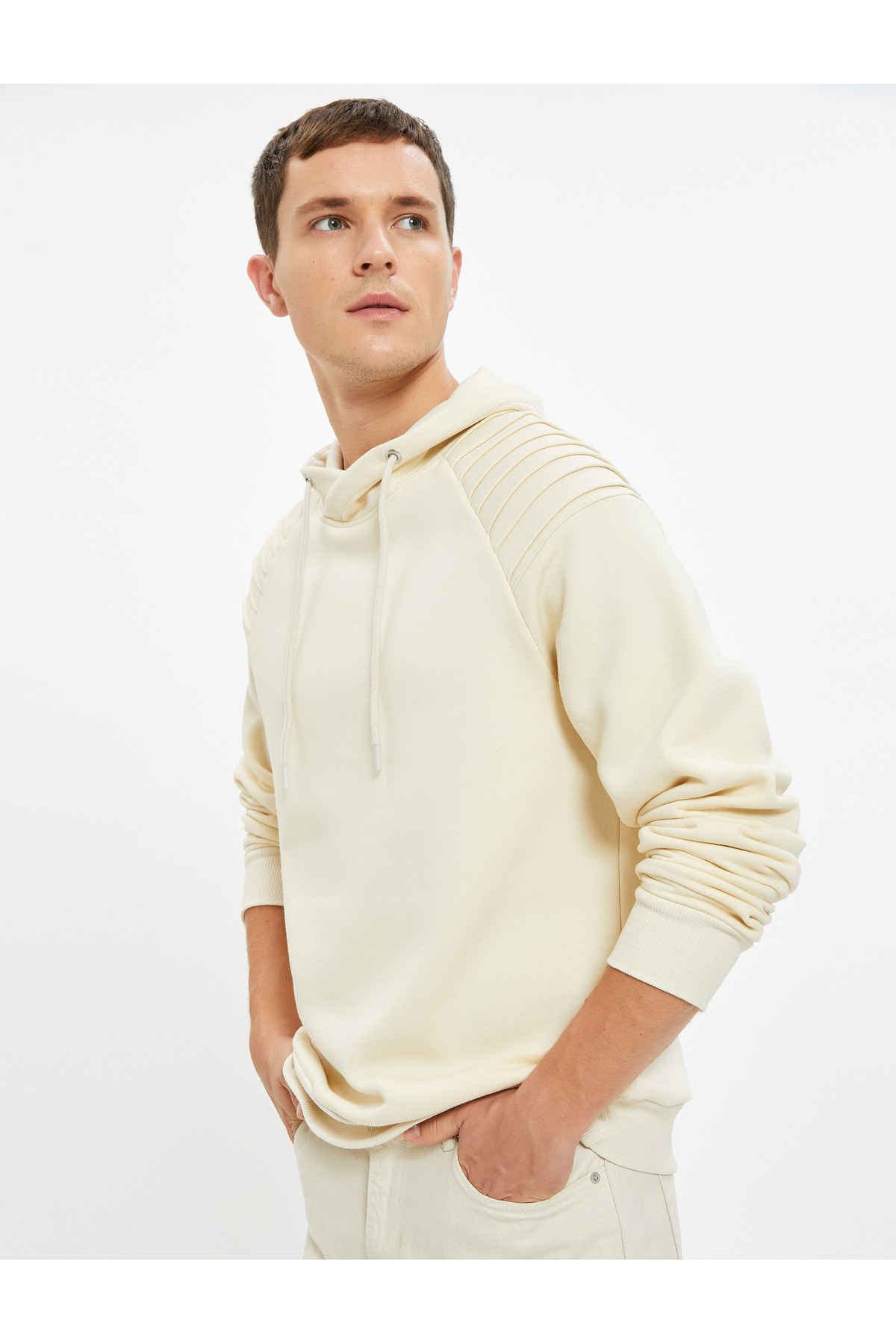Koton Shawl Collar Basic Sweatshirt Layer Detailed Long Sleeve Raised