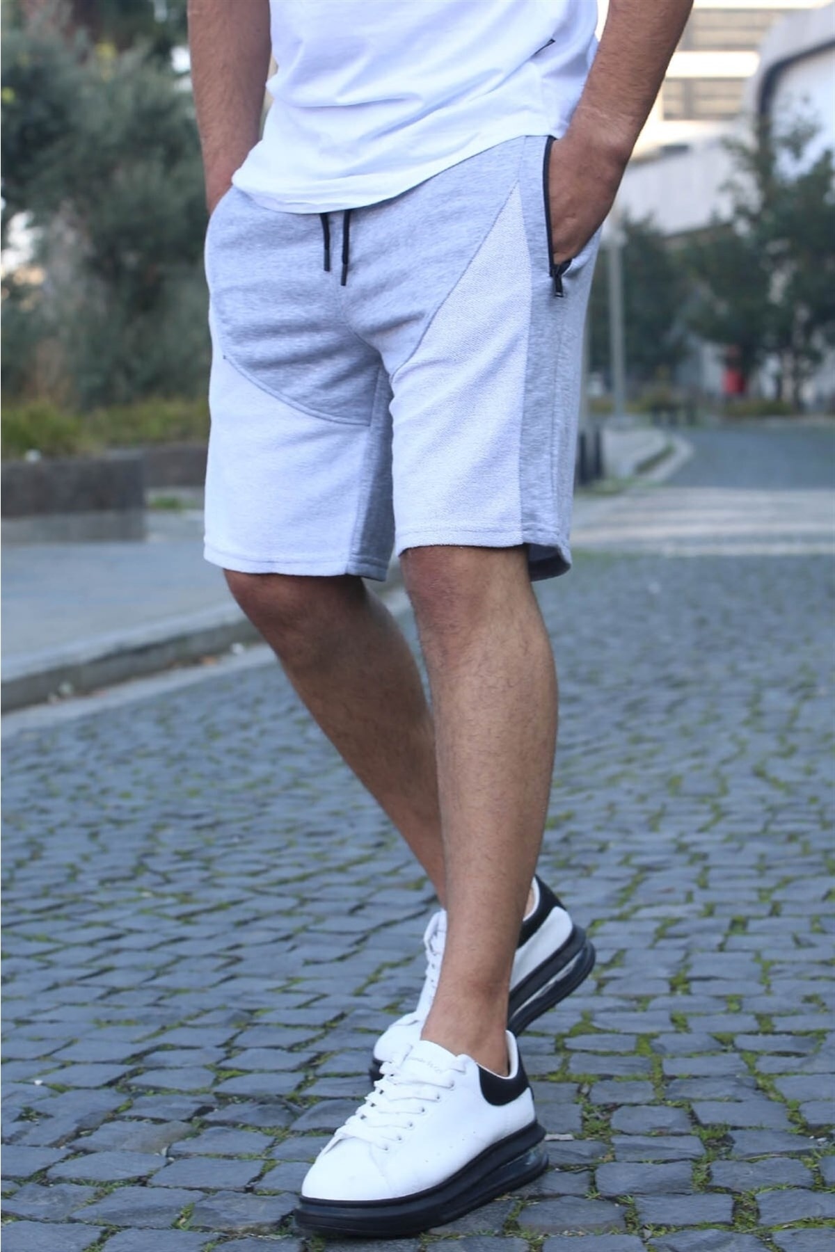 Madmext Gray Men's Basic Capri Shorts