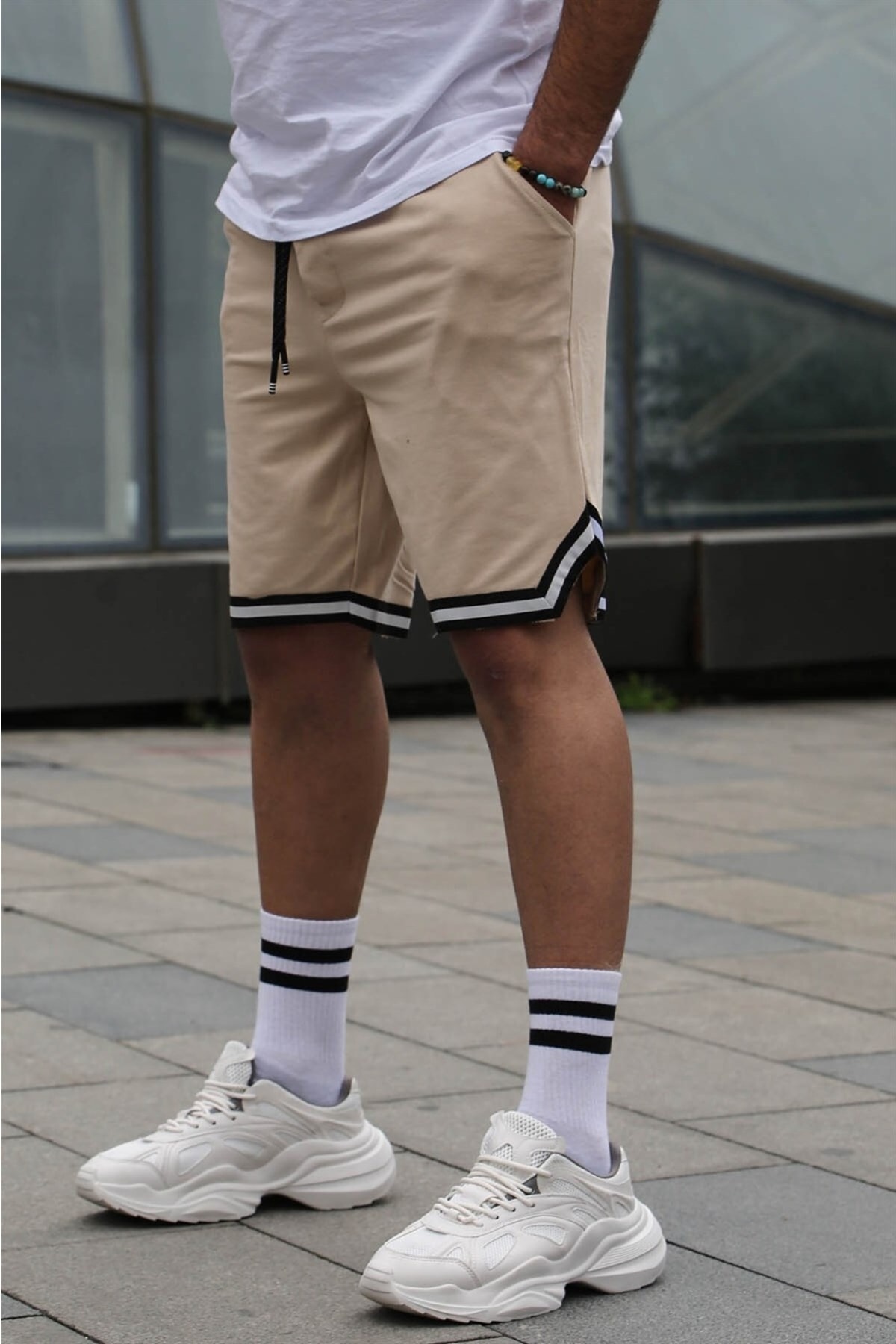 Madmext Beige Basic Men's Shorts 5488