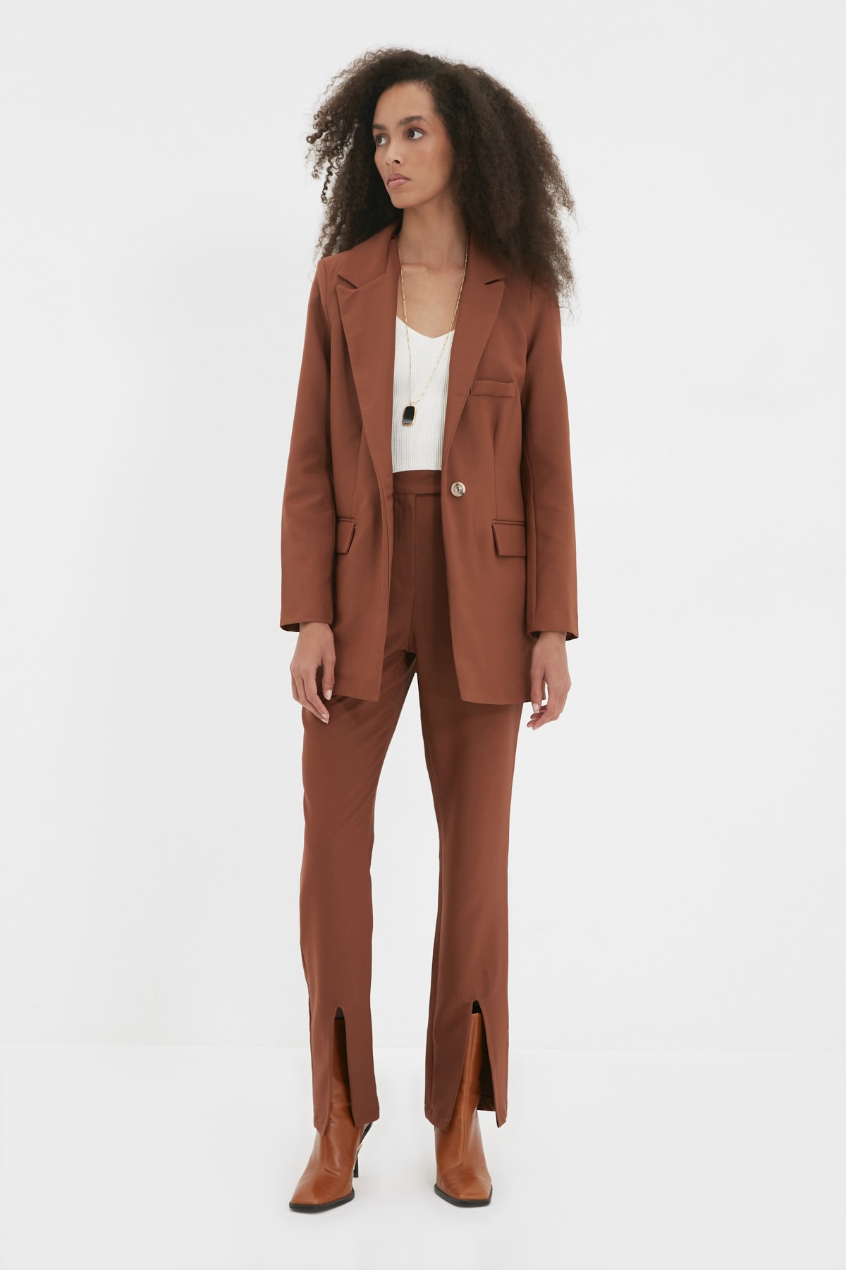 Trendyol Brown Buttoned Jacket