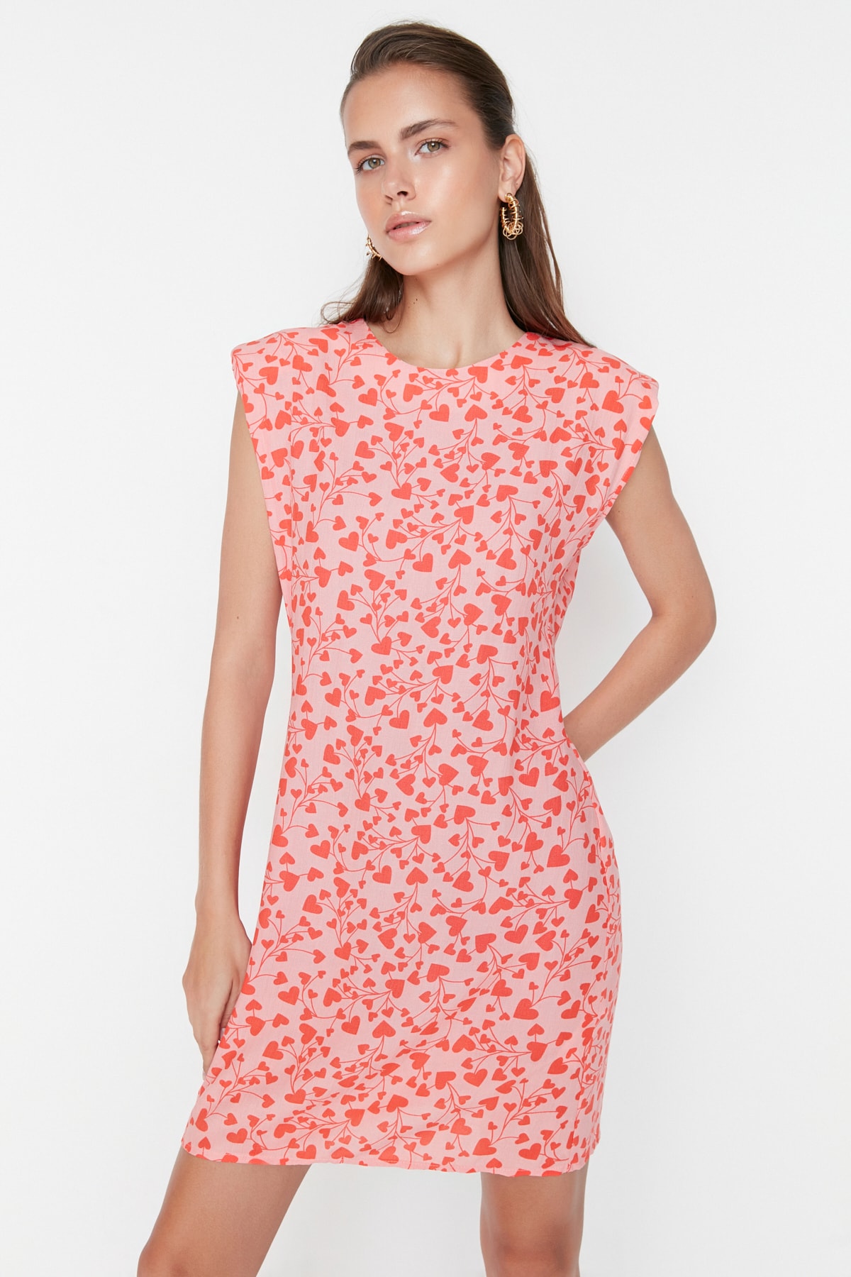 Trendyol Red Padded Patterned Dress