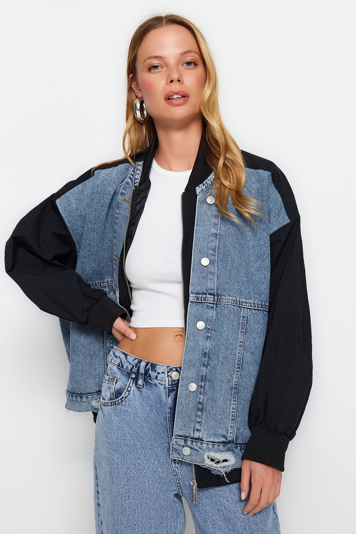 Trendyol Black Oversize Denim Jacket