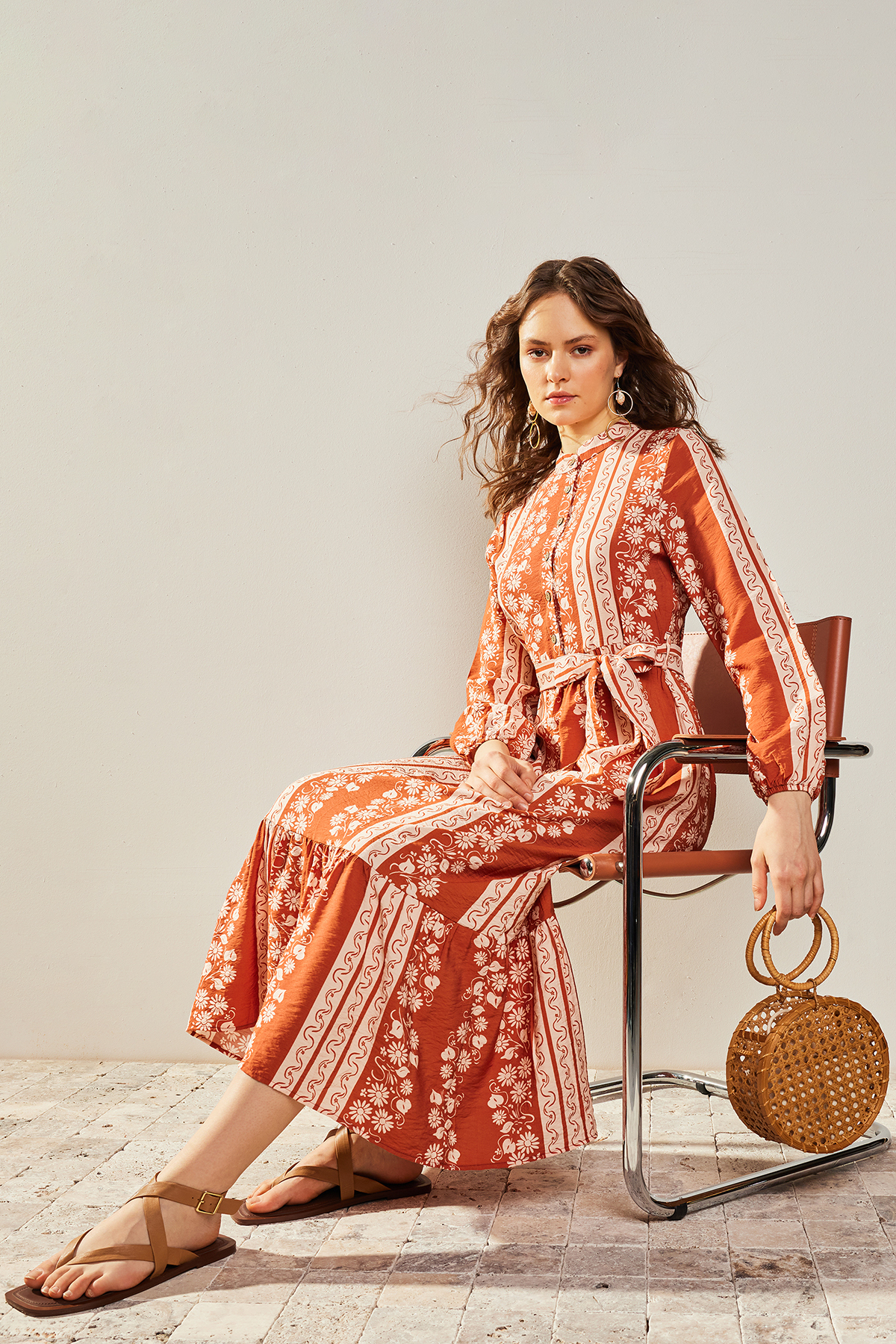 Trendyol Tile Patterned Half Patch Woven Dress