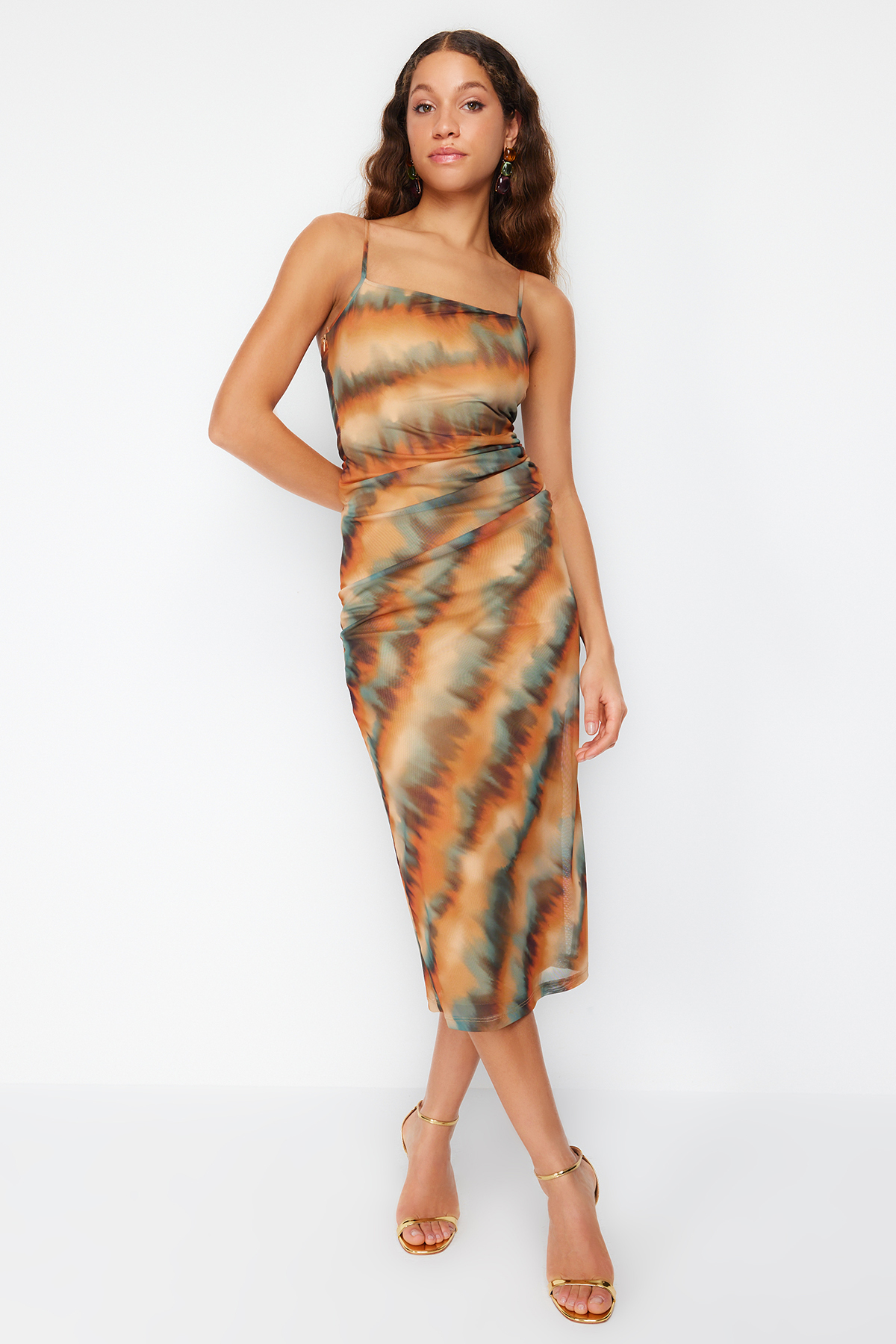 Trendyol Multicolored Gradient Patterned Lined Tulle Dress