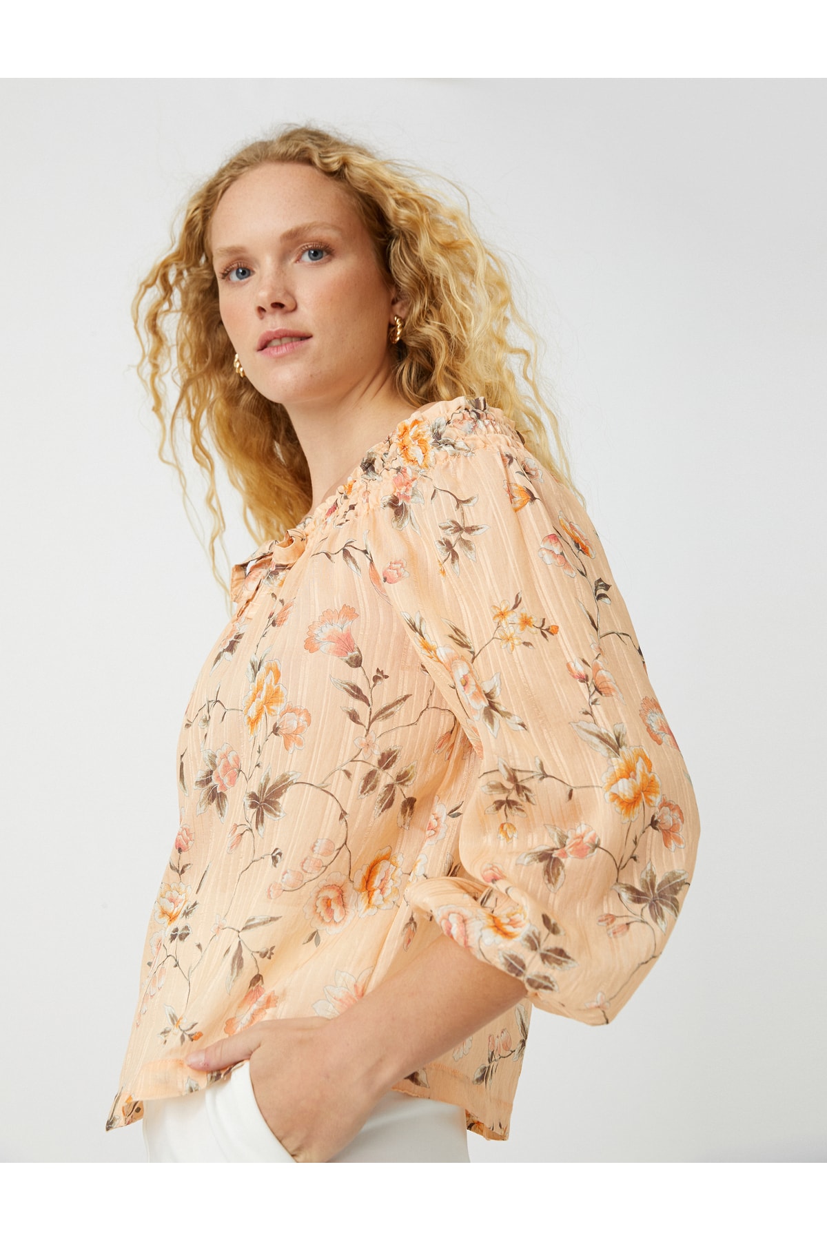 Koton Open Shoulder Chiffon Blouse
