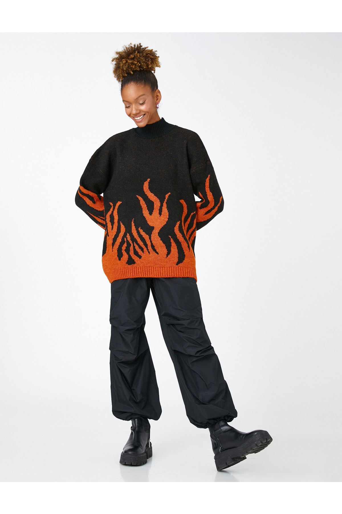 Koton High Neck Sweater Patterned Long Sleeve