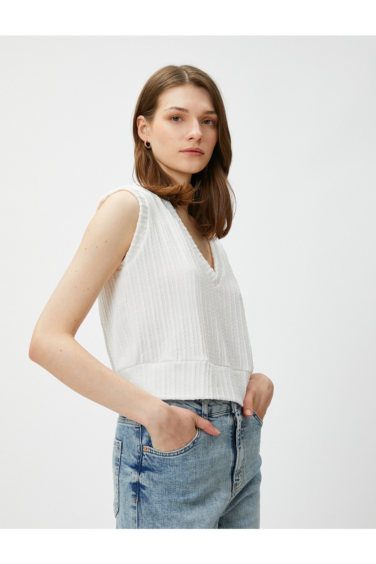 Koton Crop V Neck Undershirt