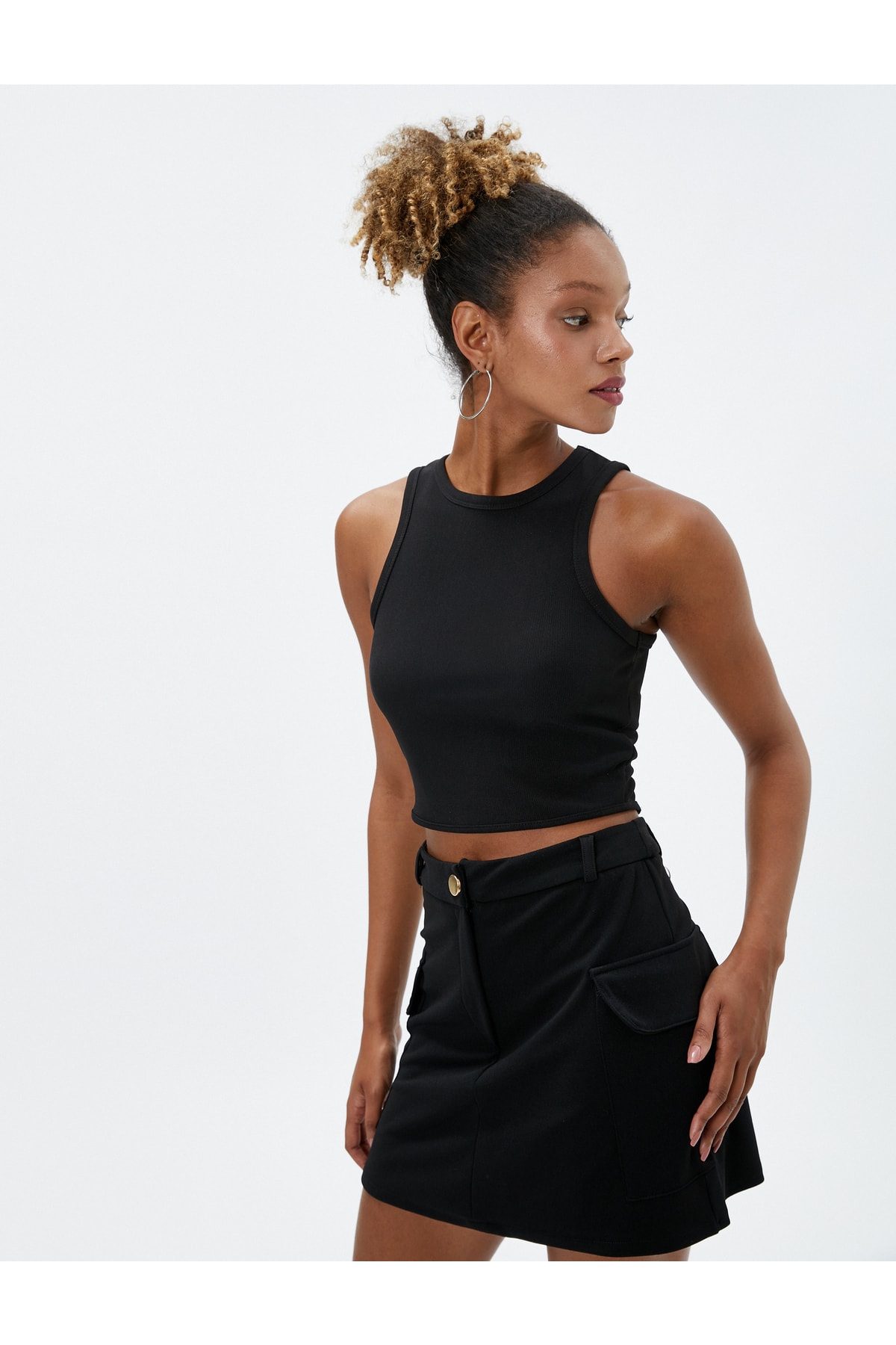 Koton Basic Crop Undershirt Round Neck Ribbed