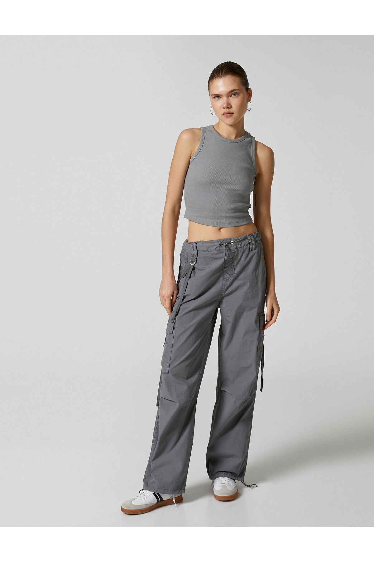 Koton Basic Crop Undershirt Crew Neck Ribbed Cotton