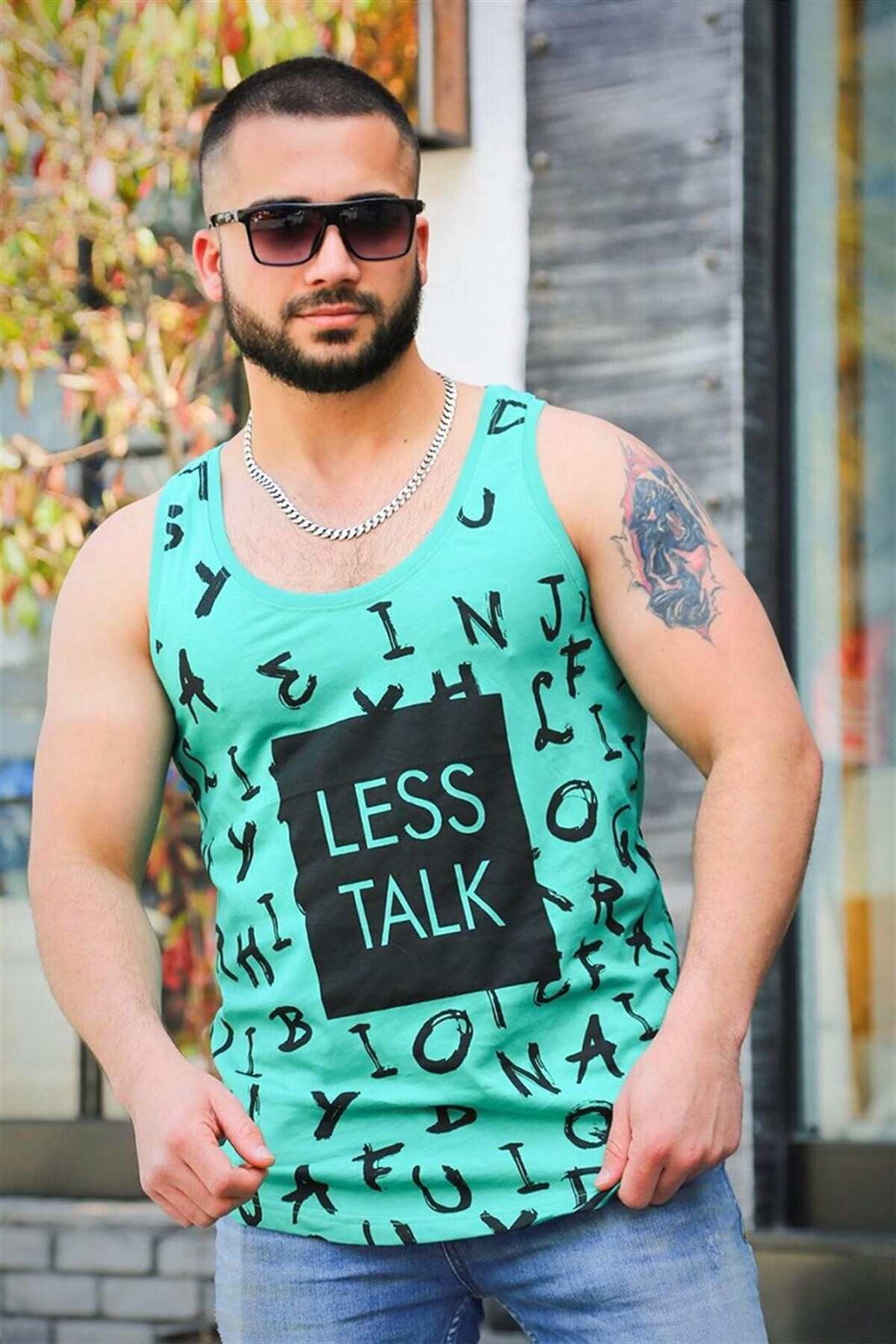 Madmext Printed Green Undershirt 4007