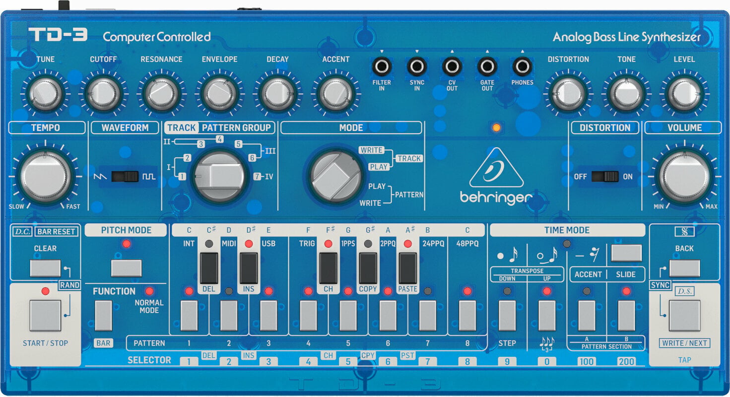 Behringer TD-3 Synthesizer Transparent Blue