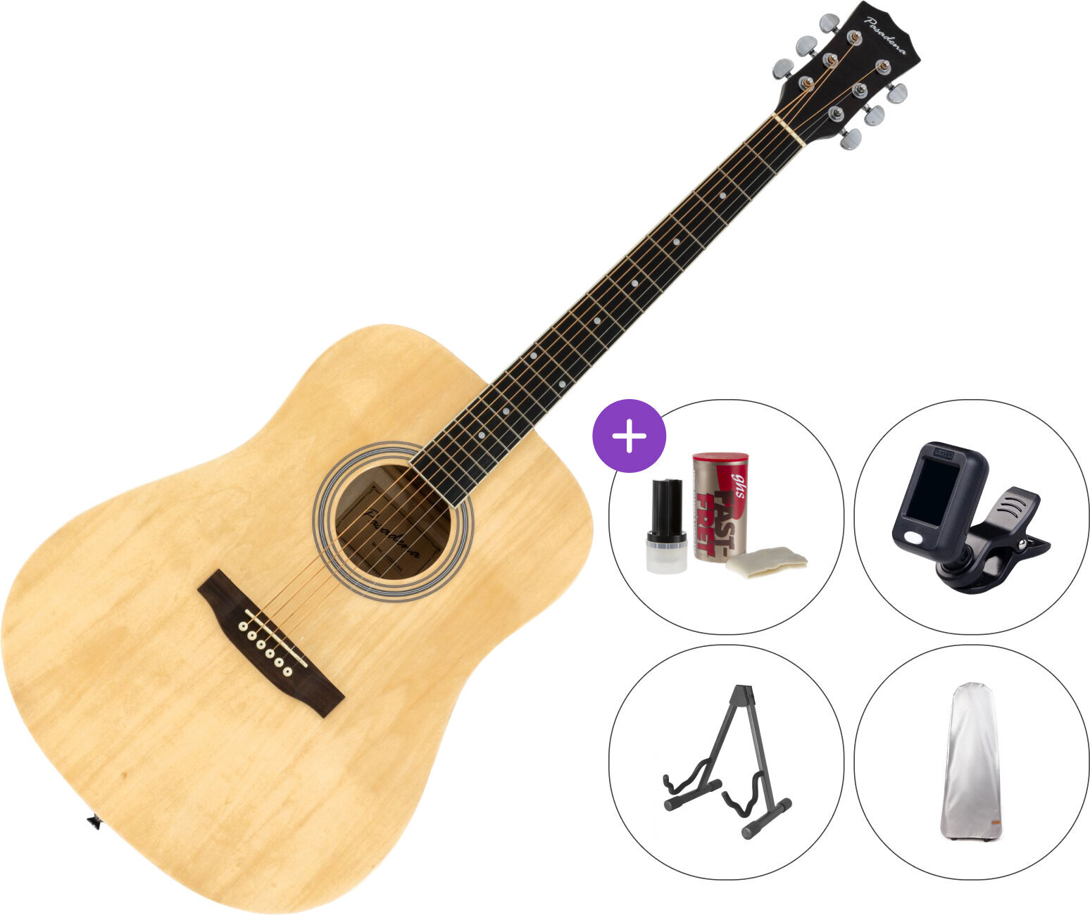 Pasadena SG028 SET Natural Dreadnought Guitar