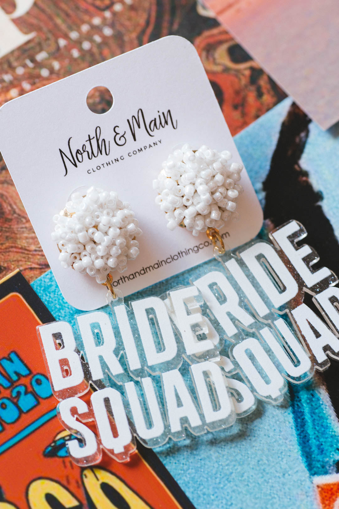 Bride Squad Earring White