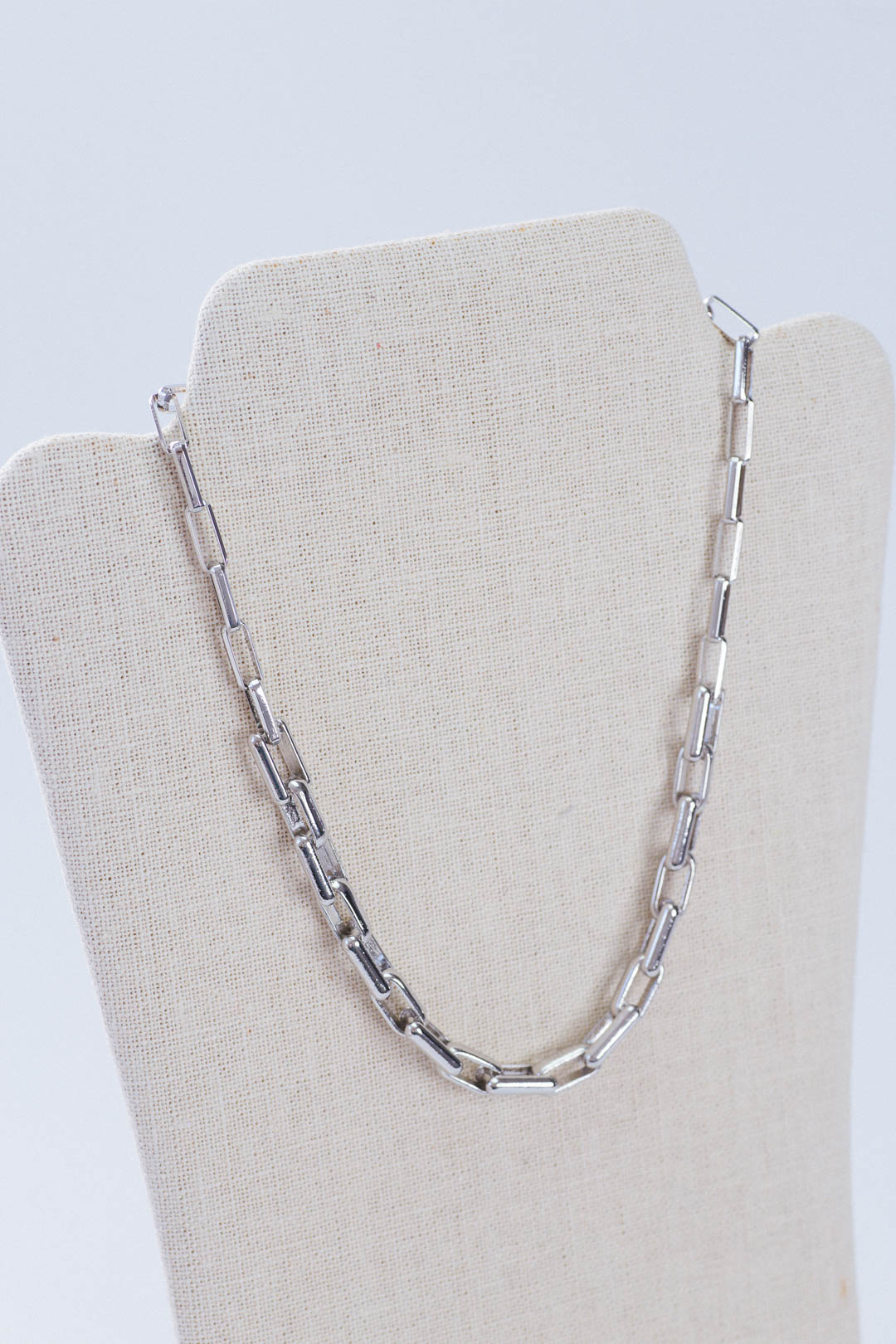 Rhodium Link Necklace Silver