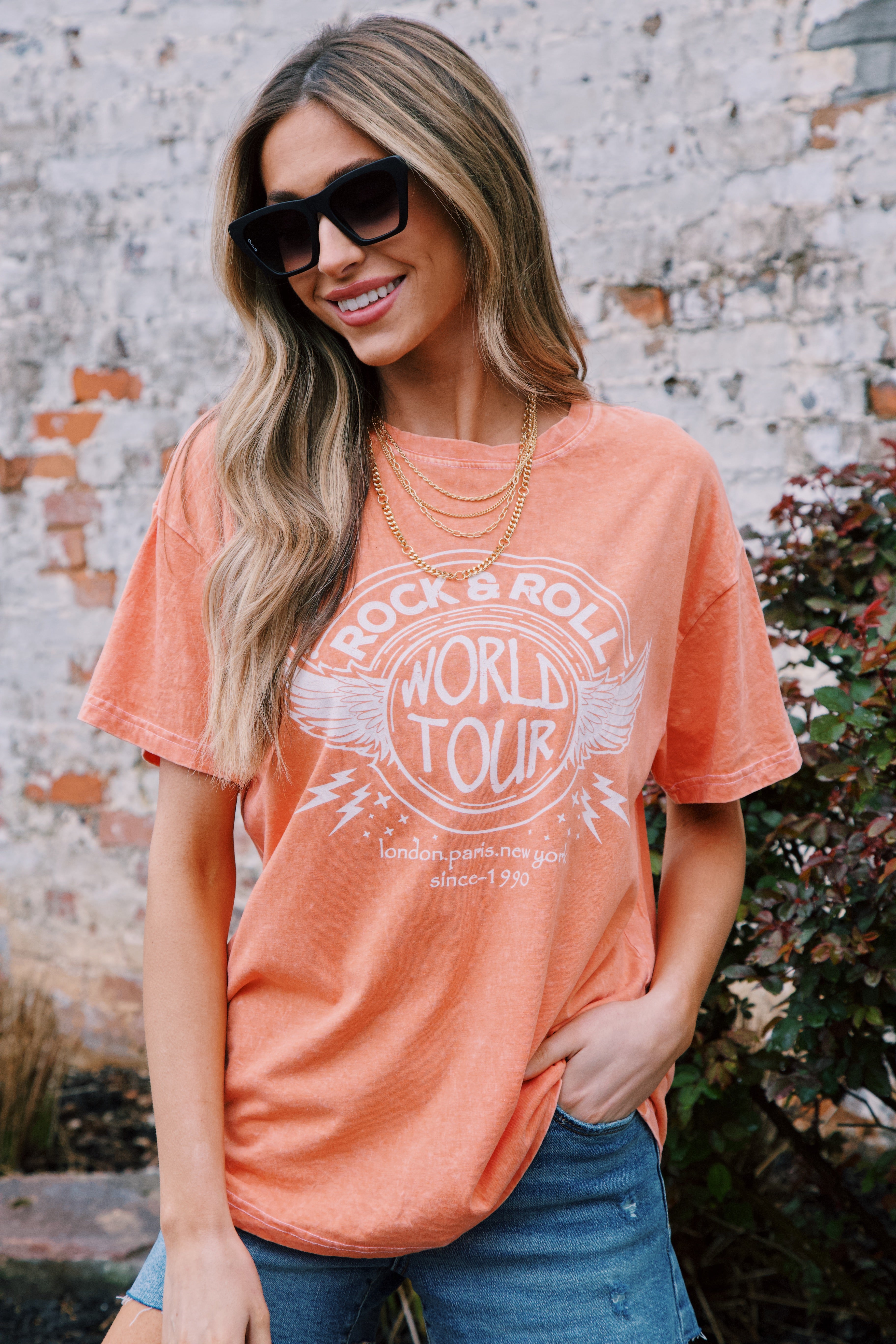 Rock And Roll Graphic Tee Orange
