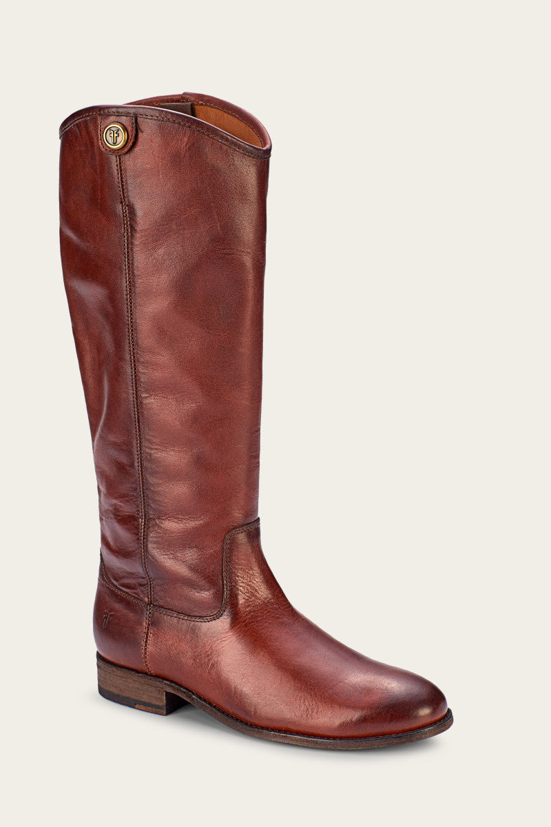 FRYE Melissa Button 2 Wide Calf Tall Boots in Redwood - Size 10