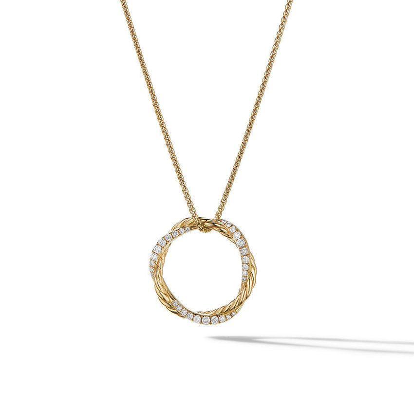 David Yurman Petite Infinity Pendant Necklace in 18k Yellow Gold with Pave Diamonds