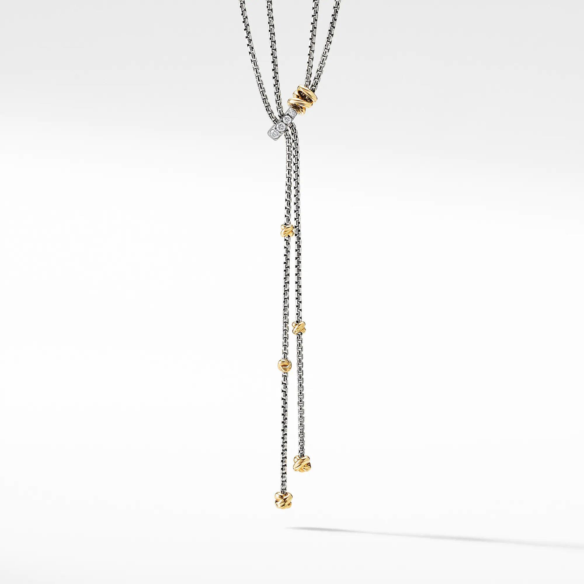 David Yurman Petite Helena Y Necklace with 18k Yellow Gold and Diamonds