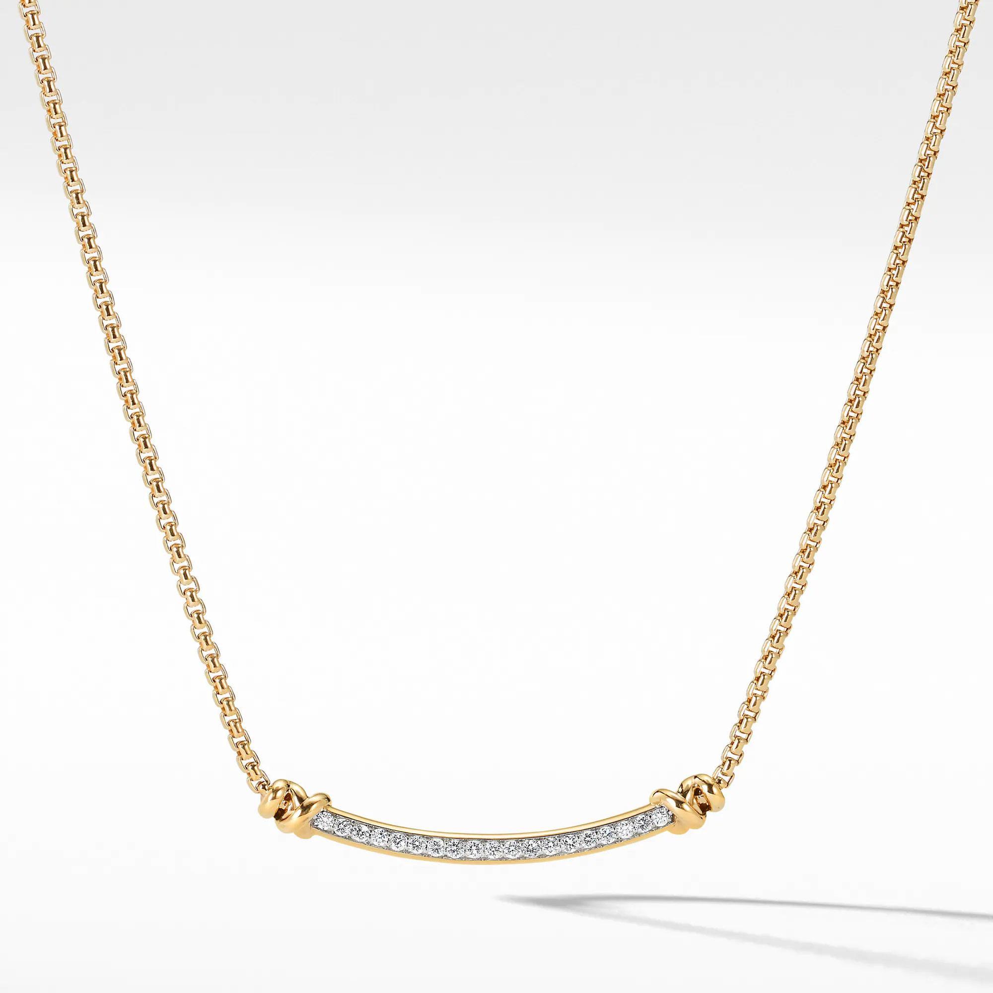 David Yurman Petite Helena Station Necklace in 18k Yellow Gold with Diamonds