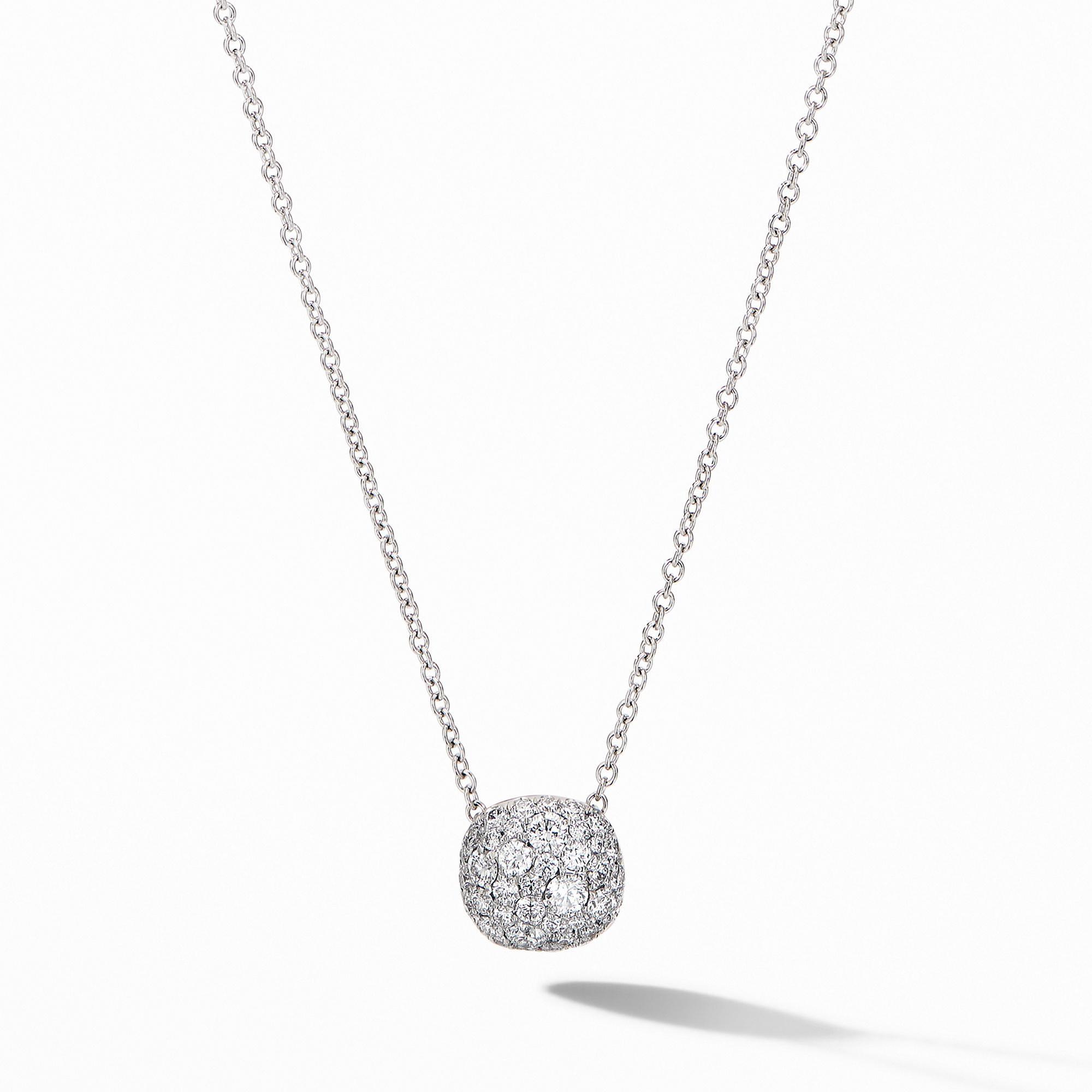 David Yurman Cushion Stud Pendant Necklace in 18k White Gold with Pave Diamonds