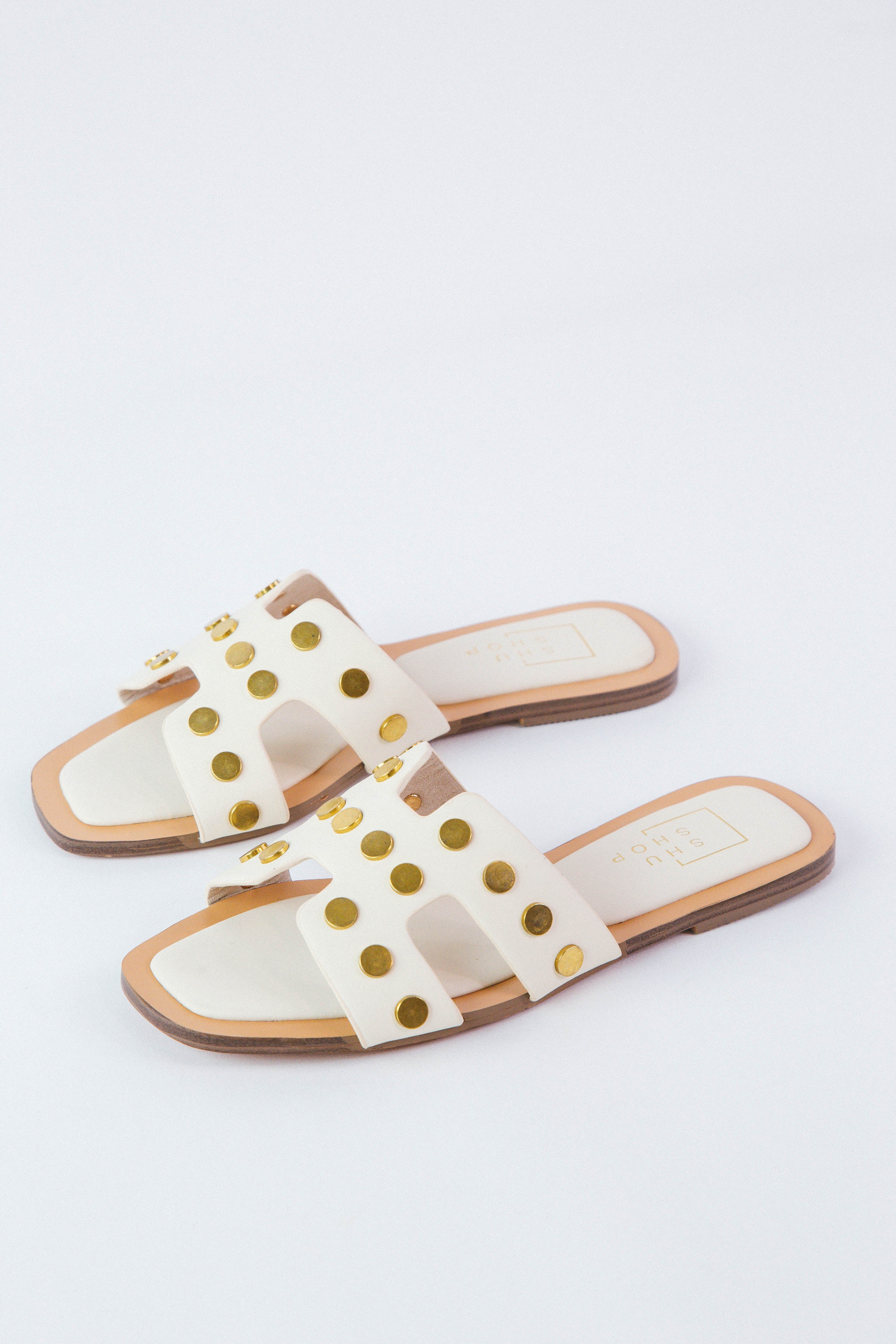 Donatella Studded Sandal Bone | ShuShop