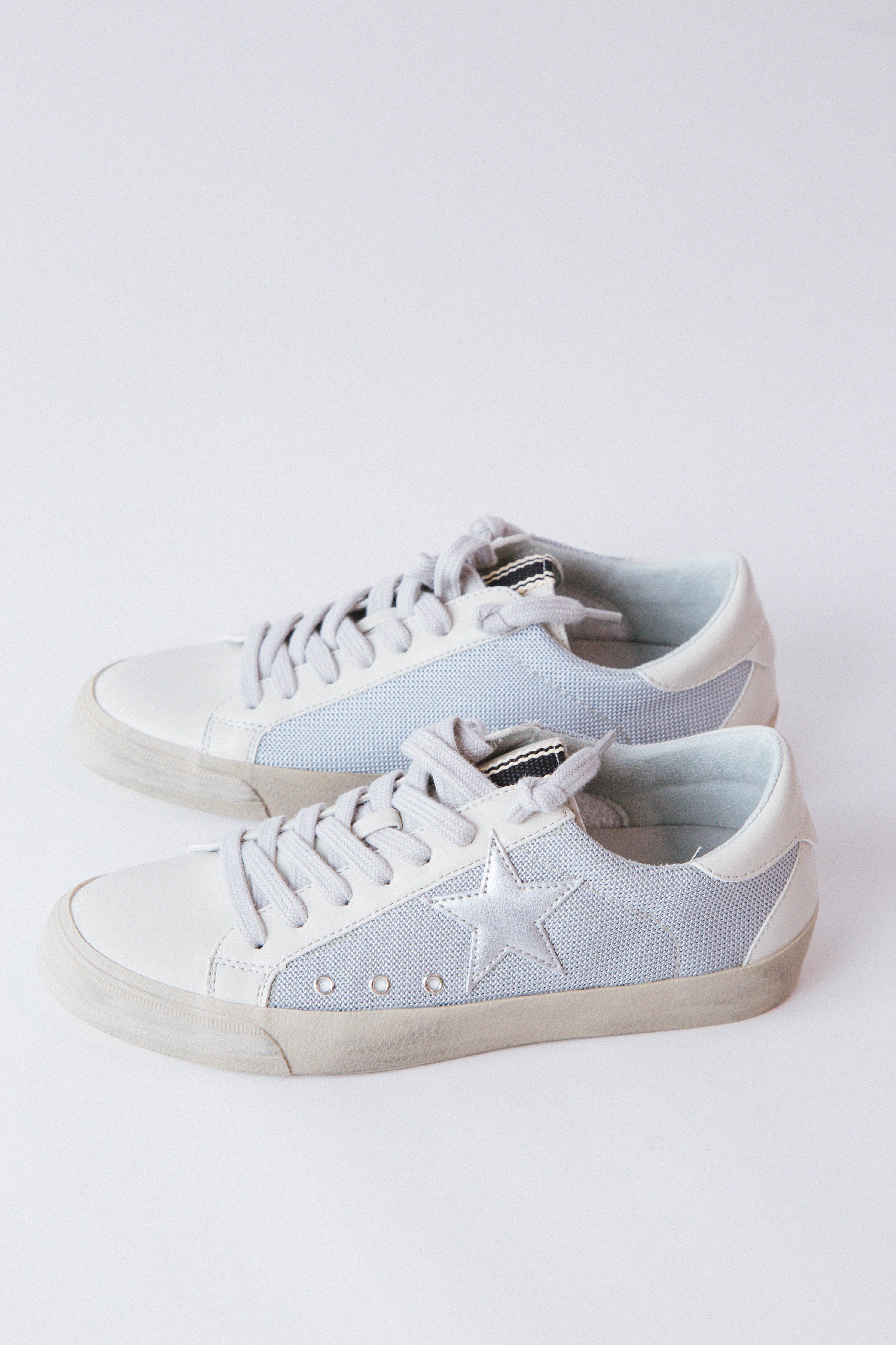 Pilar Mesh Star Sneaker Silver | ShuShop