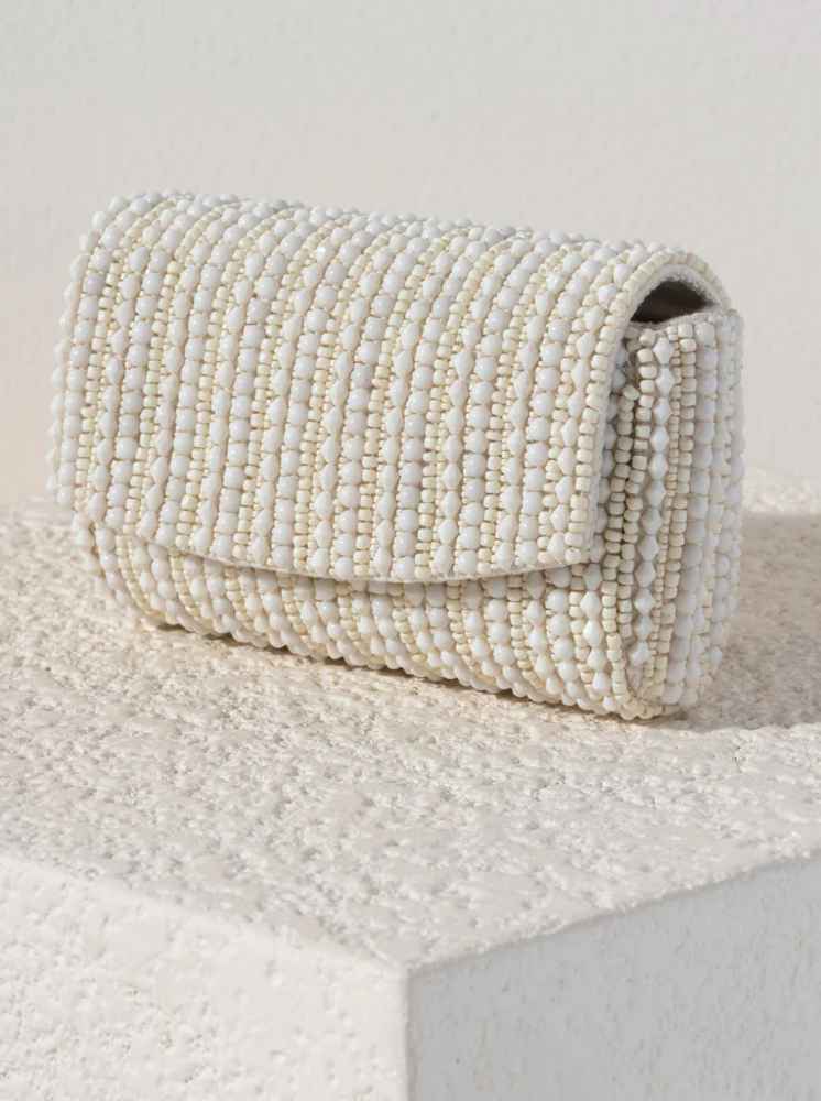 Danny Beaded Clutch White