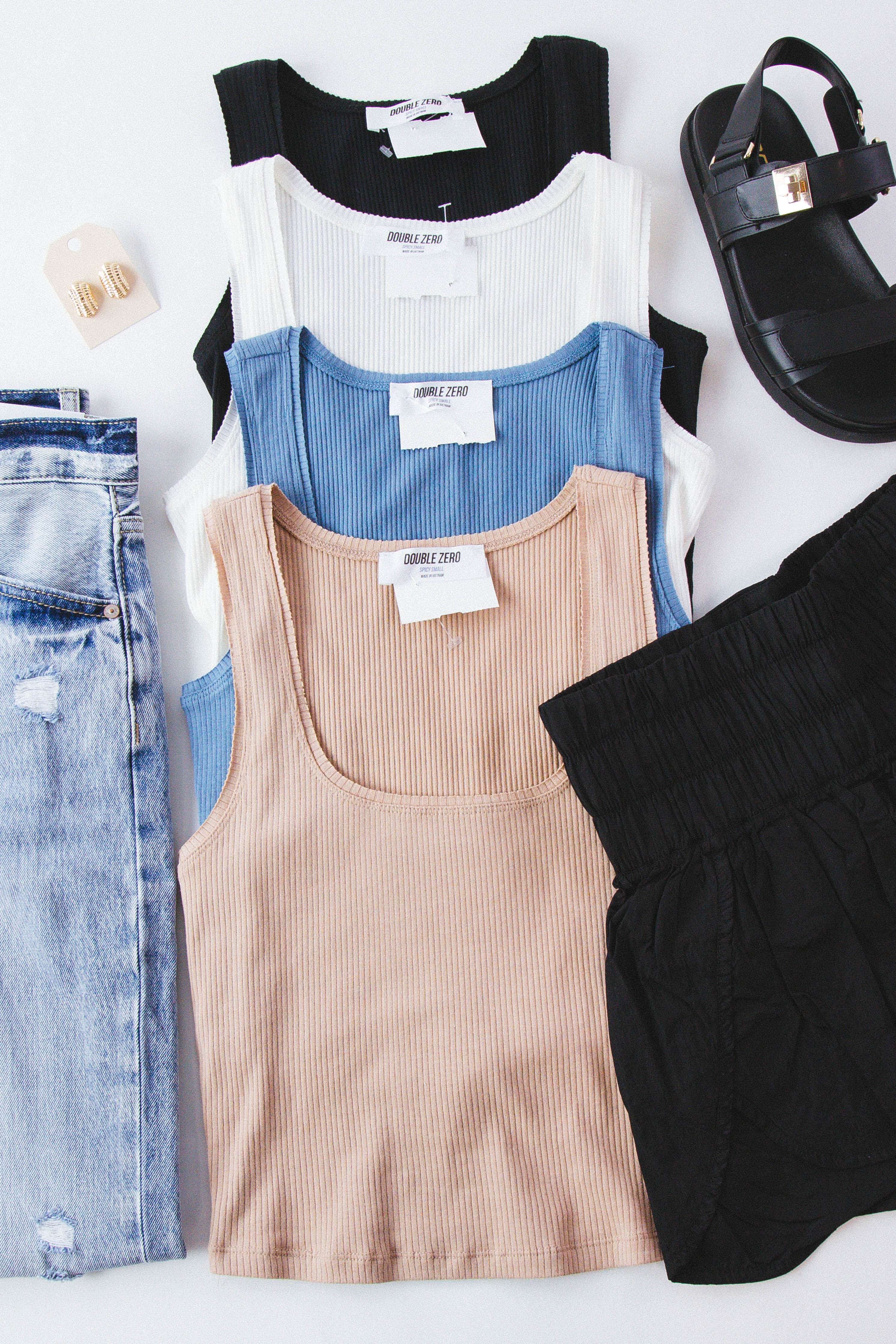 Carly Square Neck Cropped Tank Off White