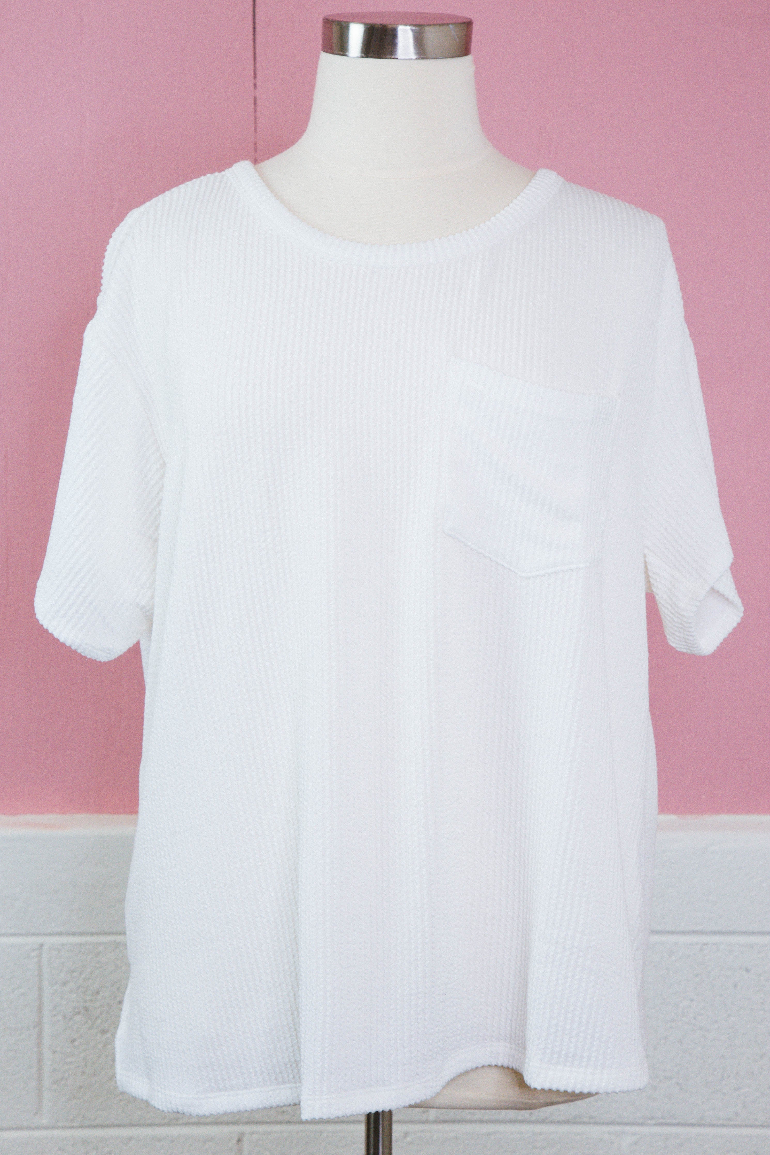 Cora Ribbed Tunic Top Ivory | Plus Size