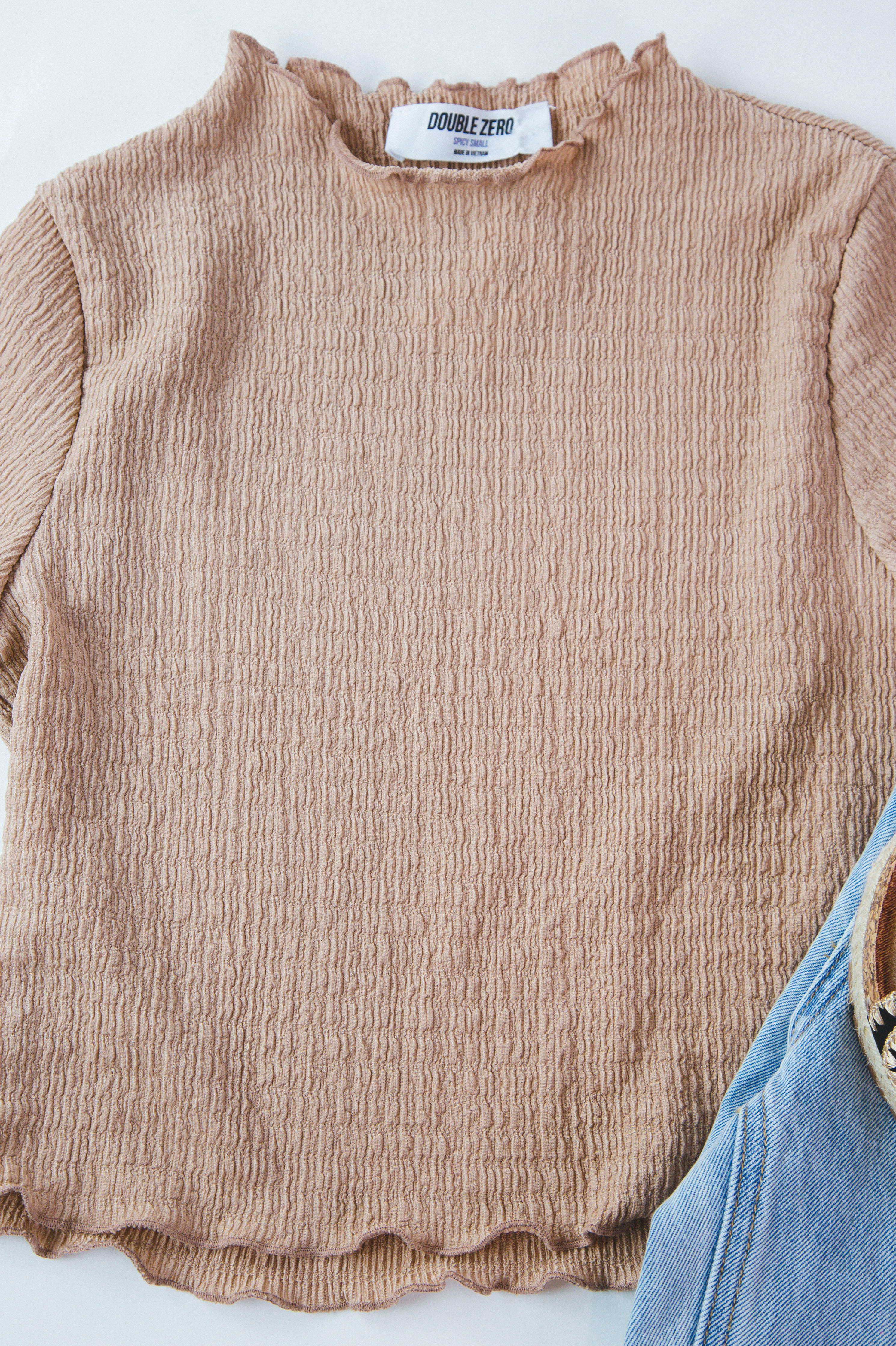 Oakley Lettuce Hem Crop Top Tan