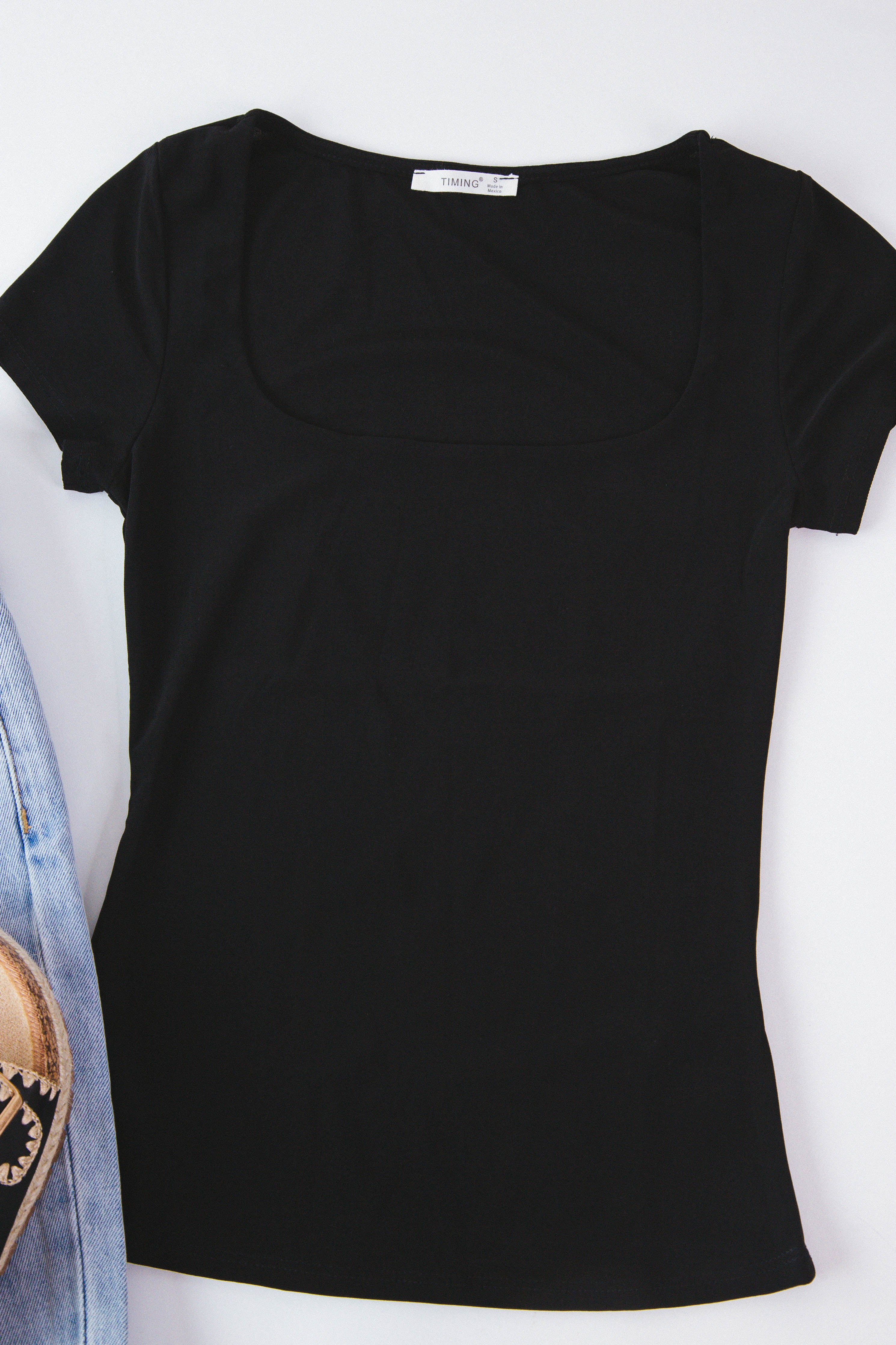 Lydia Square Neck Top Black