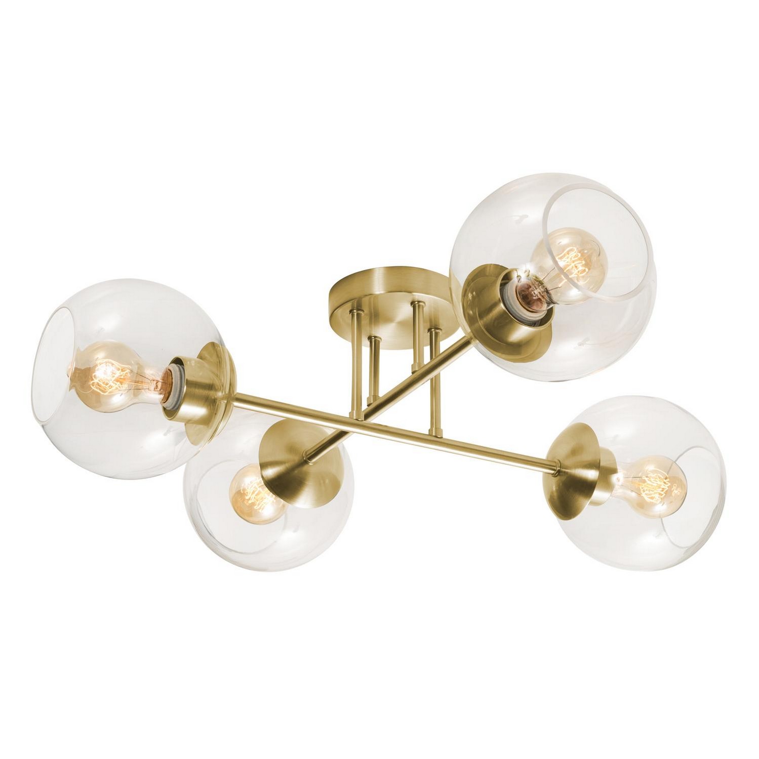 Jamie 4-Light Flush Mount in Satin Brass