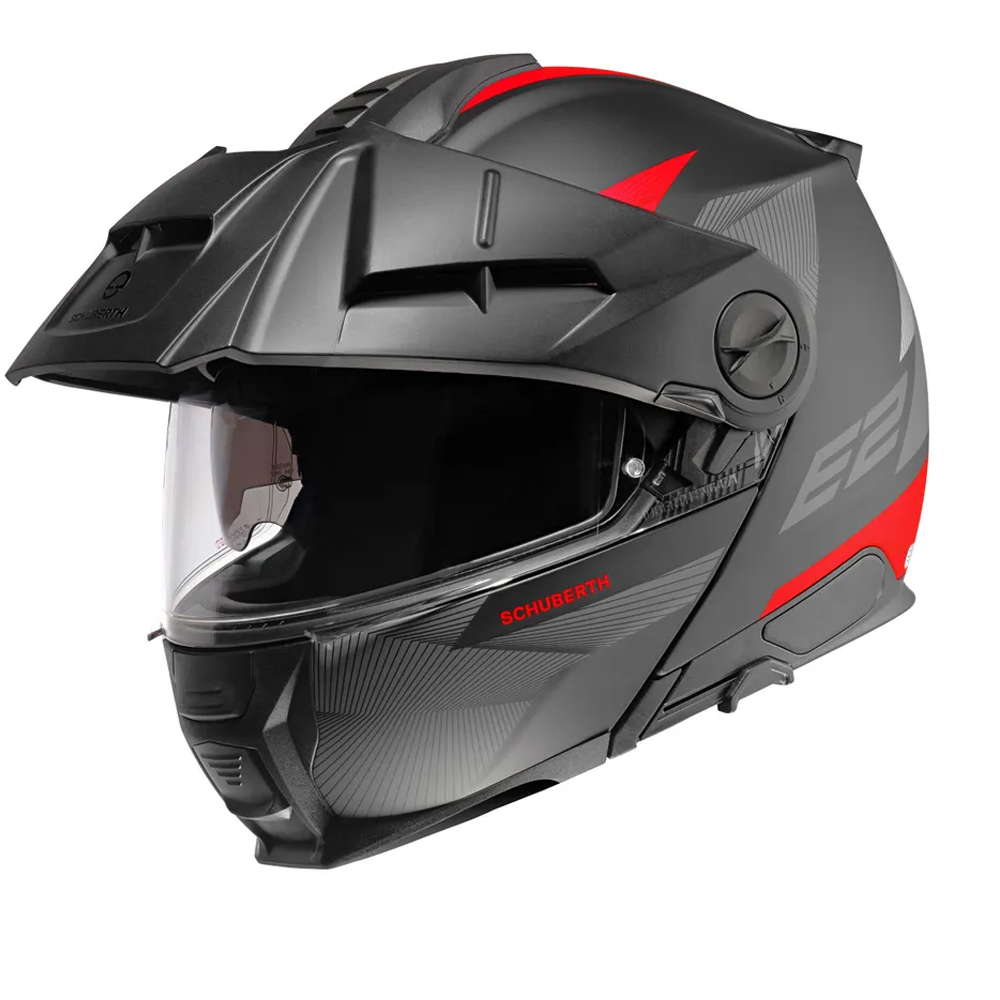 Schuberth E2 Defender Black Red Modular Helmet Size S
