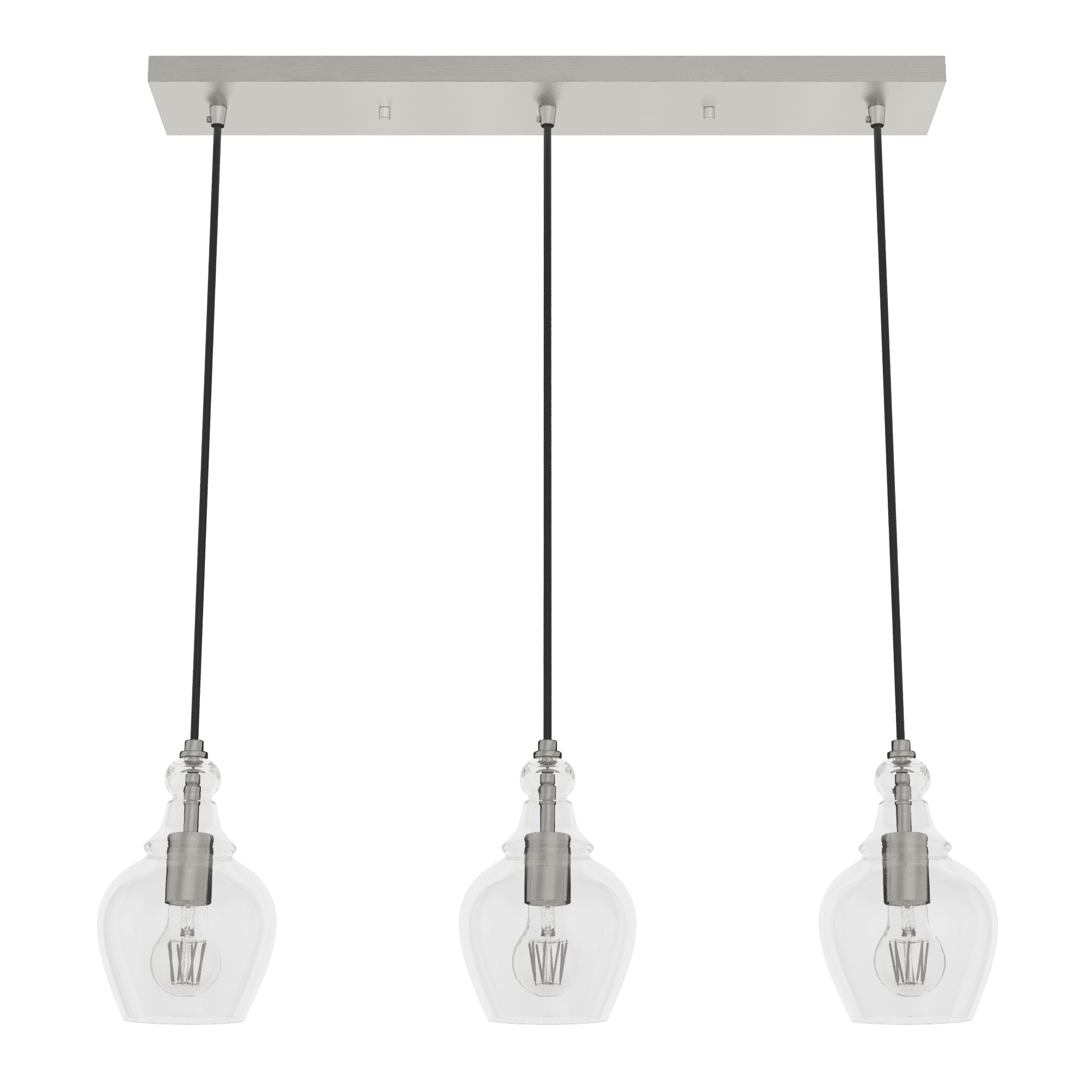 Hunter Maple Park 3-Light Linear Cluster in Brushed Nickel