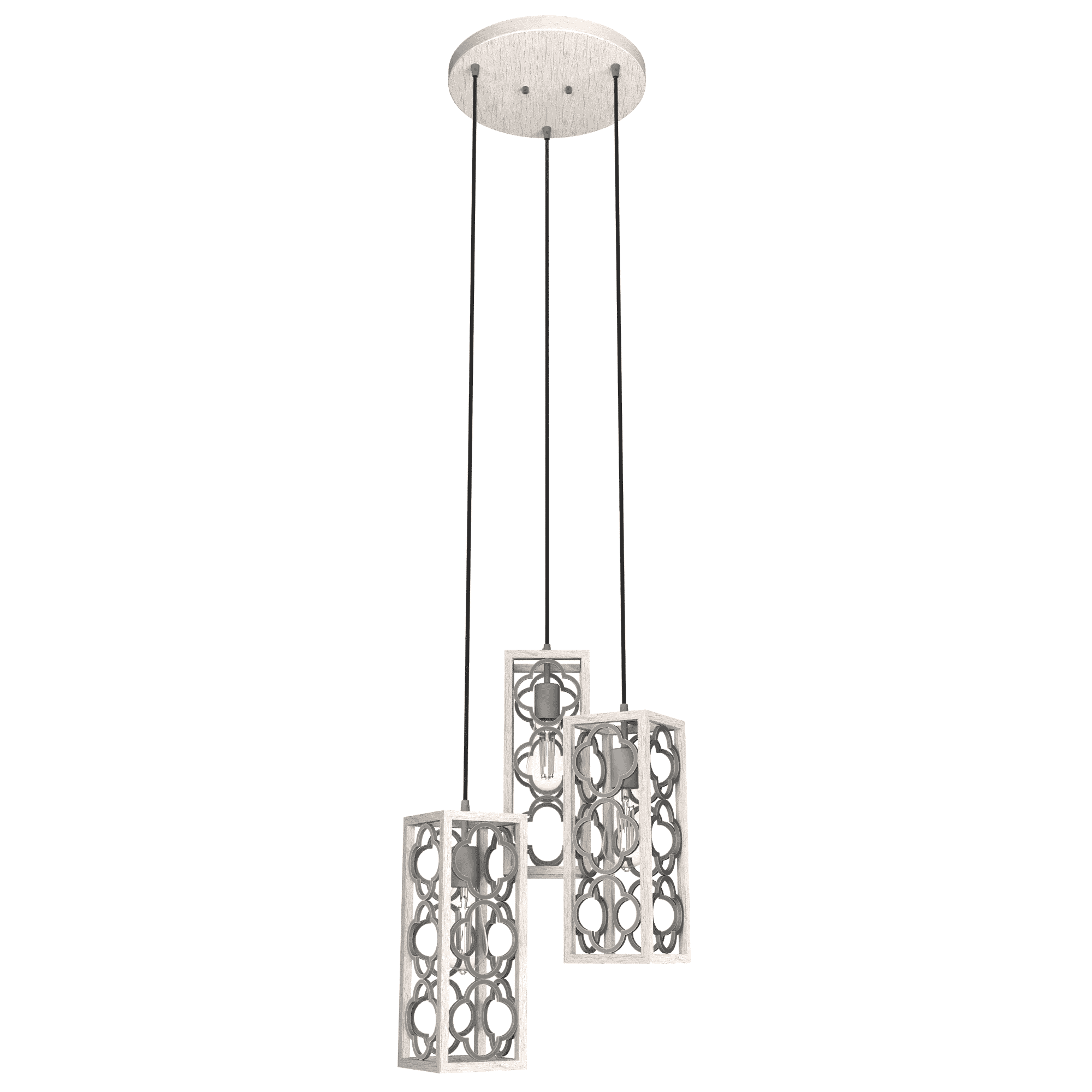 Hunter Gablecrest 3-Light Round Cluster in Distressed White