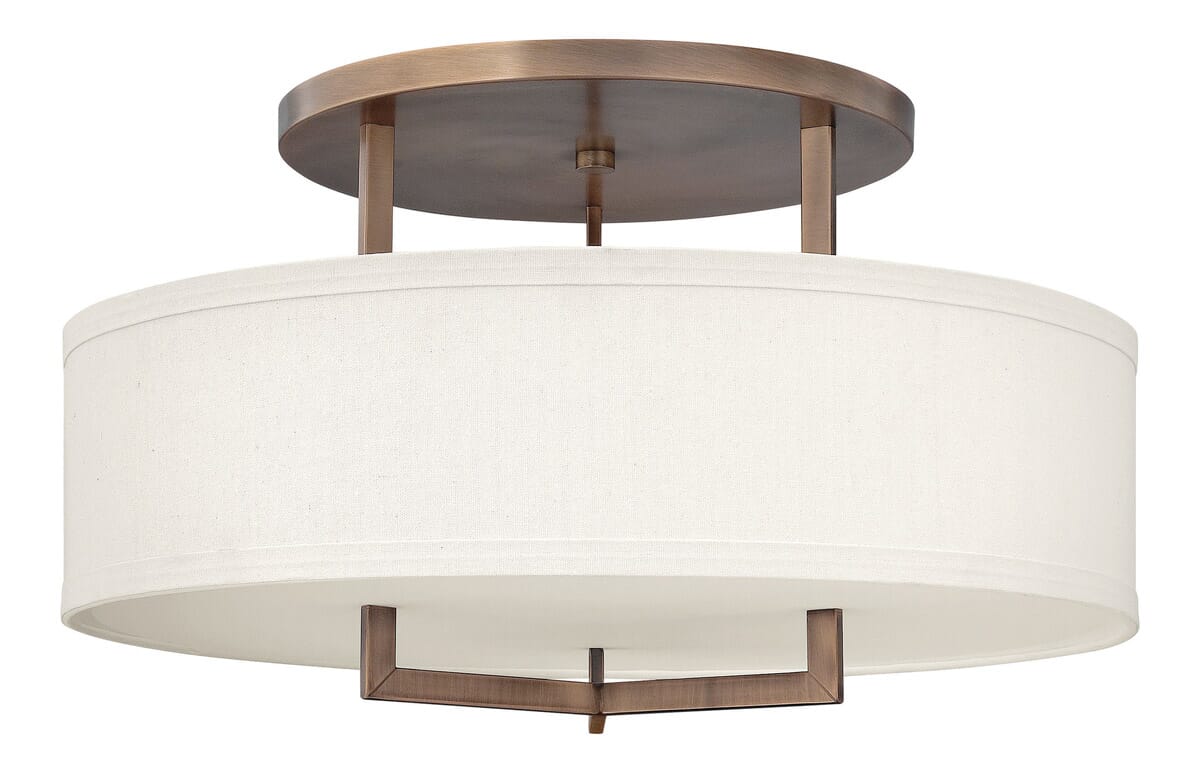 Hampton 3-Light Semi-Flush Ceiling Light In Brushed Bronze