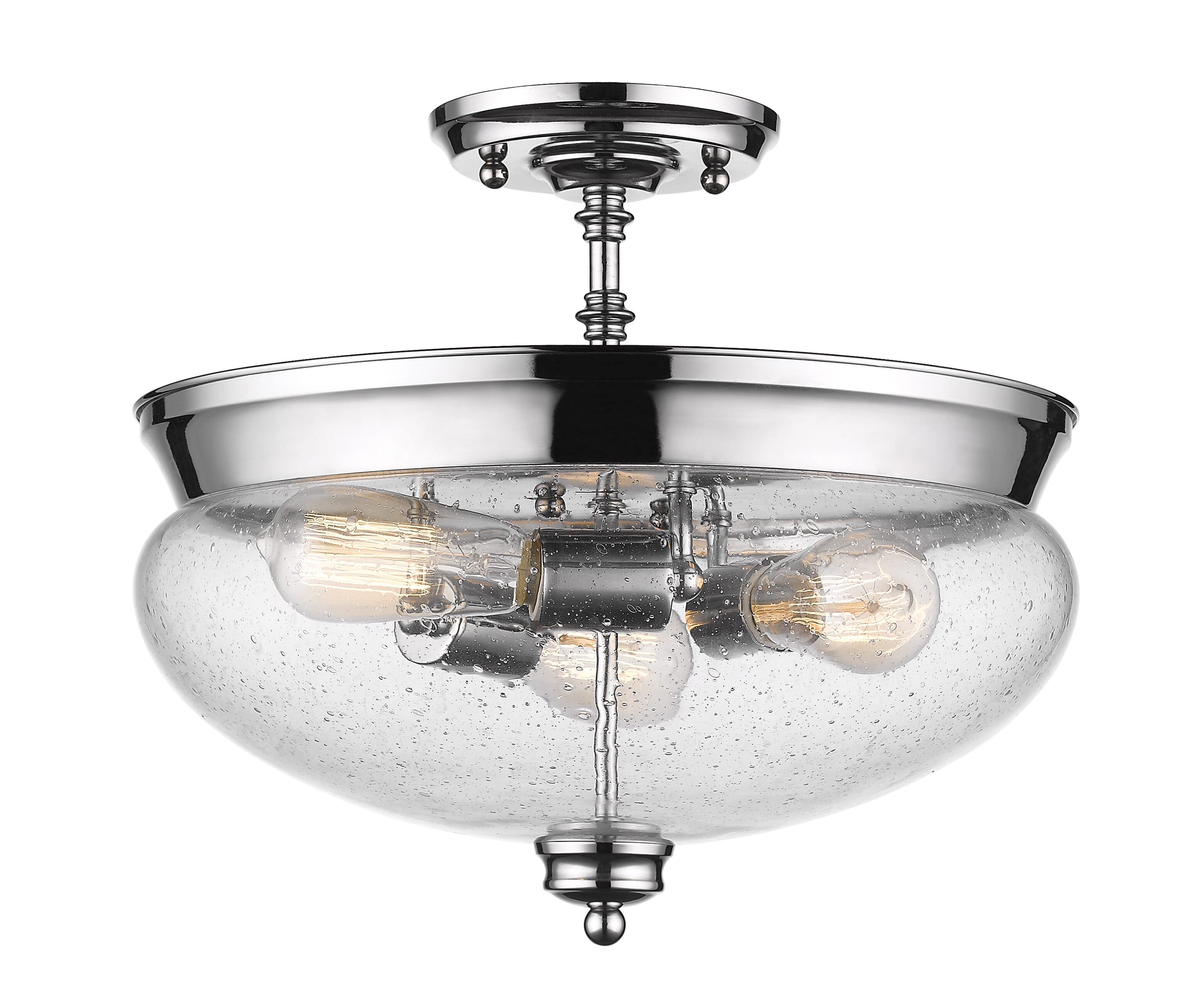 Amon 3-Light Semi Flush Mount Ceiling Light In Chrome