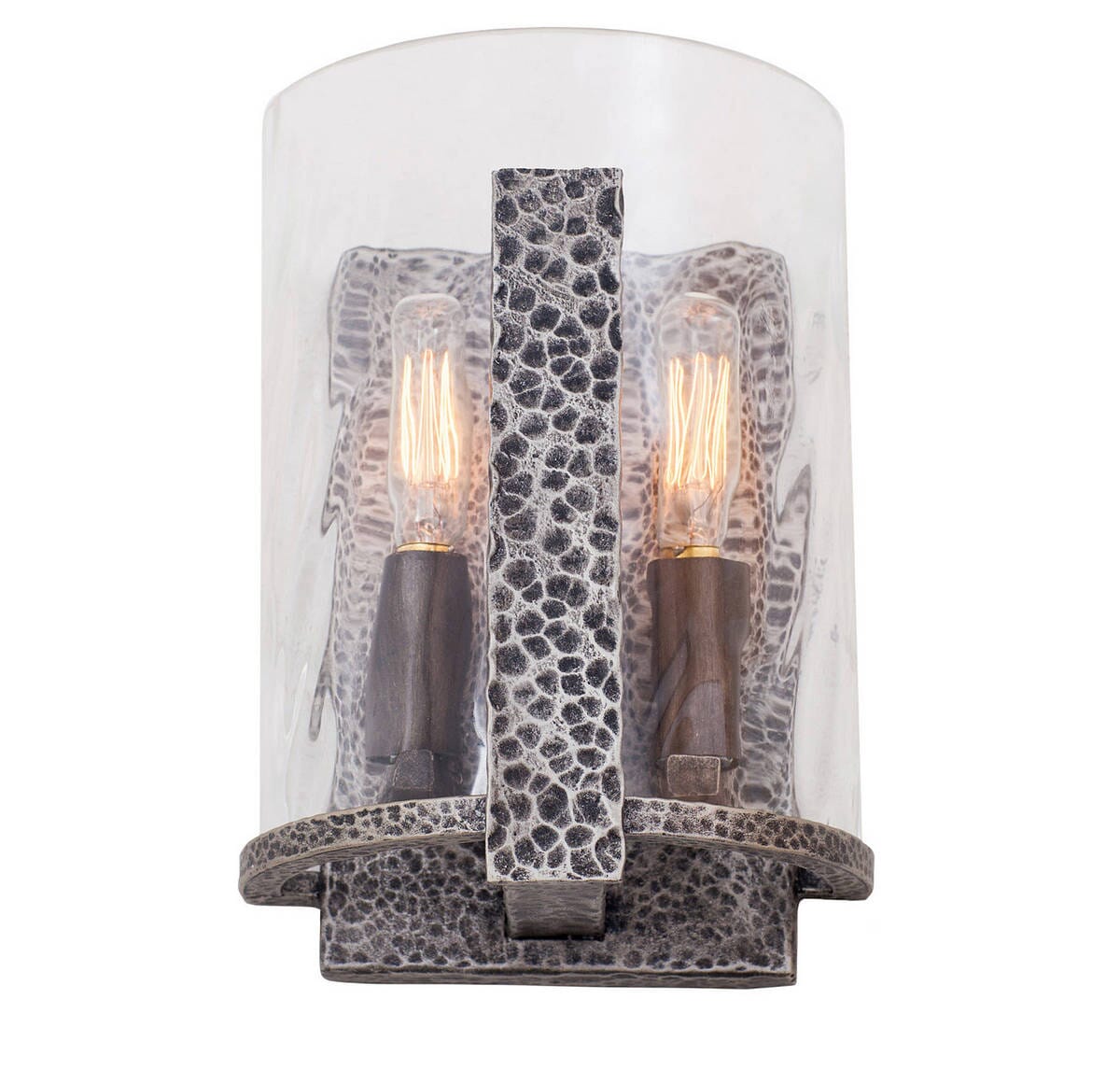 Odessa 2-Light ADA Wall Sconce in Hammered Silver