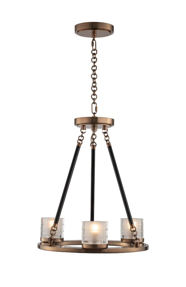 Kalco Library 3-Light Transitional Chandelier in Library Brass - 512471LB