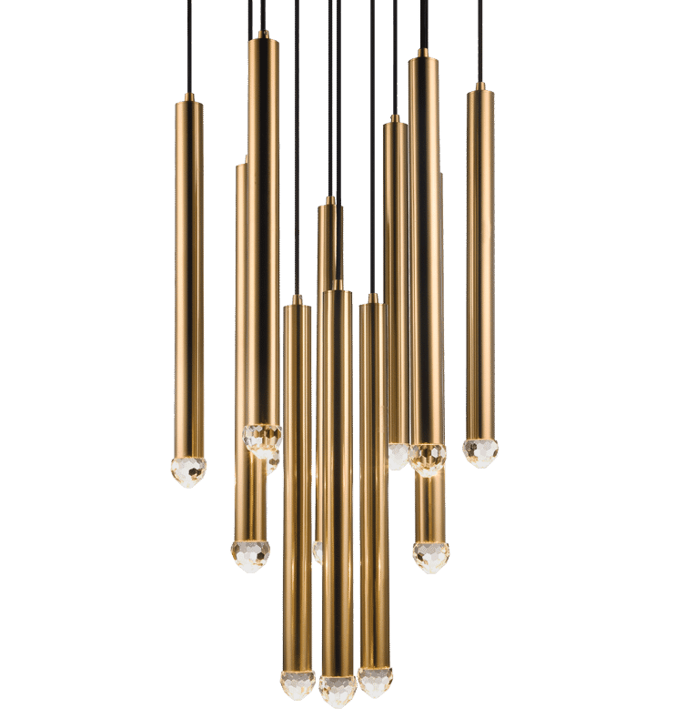 Reign 12-Light Pendant Light In Aged Gold Brass