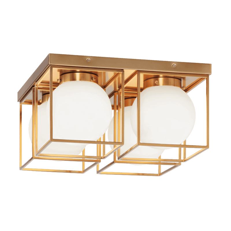 Matteo Squircle 4-Light Ceiling Light In Aged Gold Brass