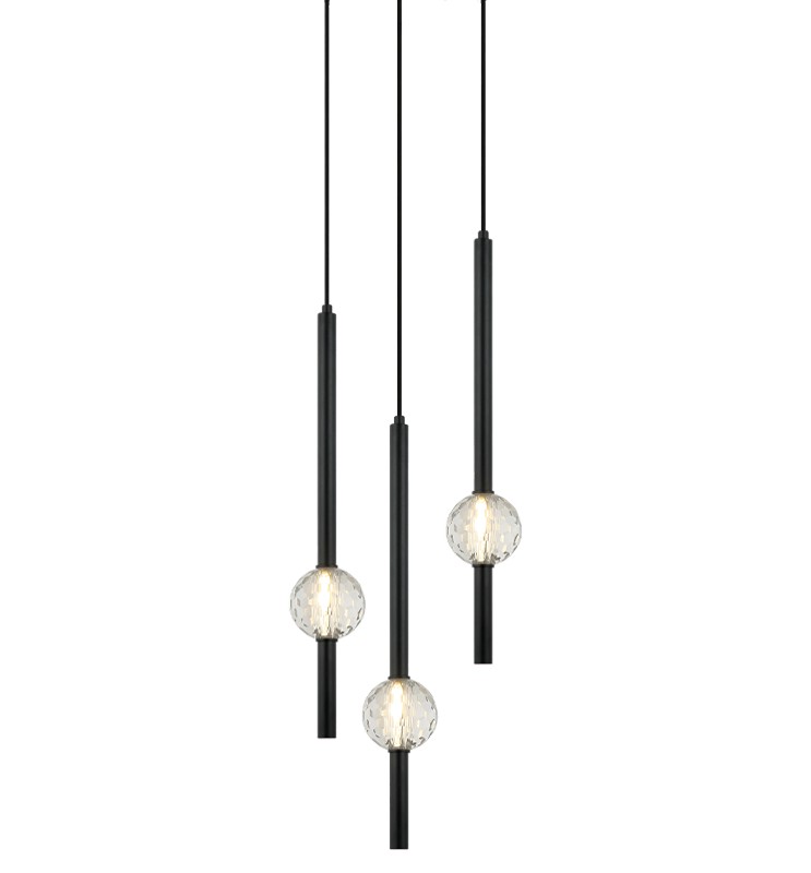 Windchimer 3-Light Pendant in Black