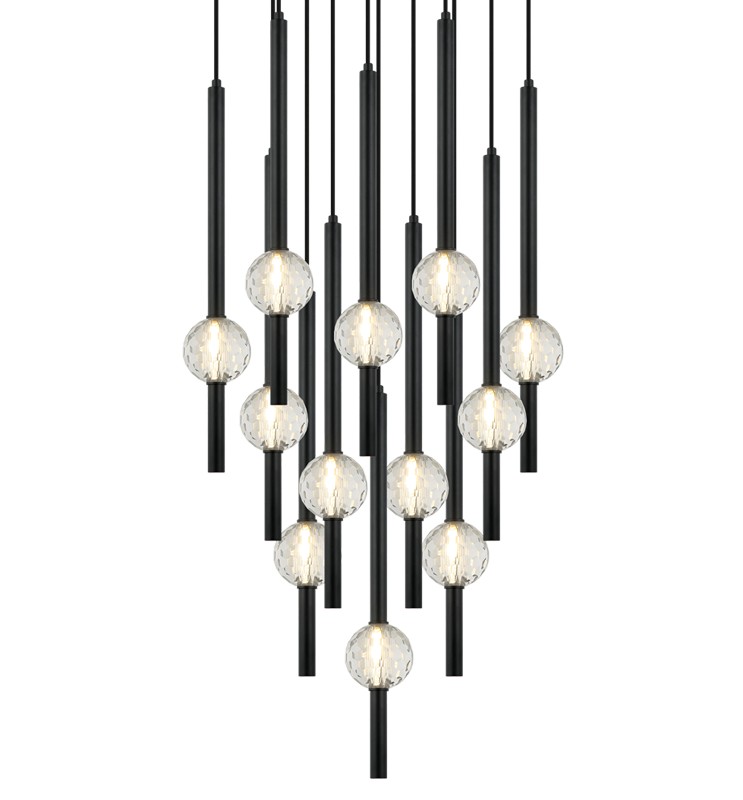 Windchimer 12-Light Pendant in Black