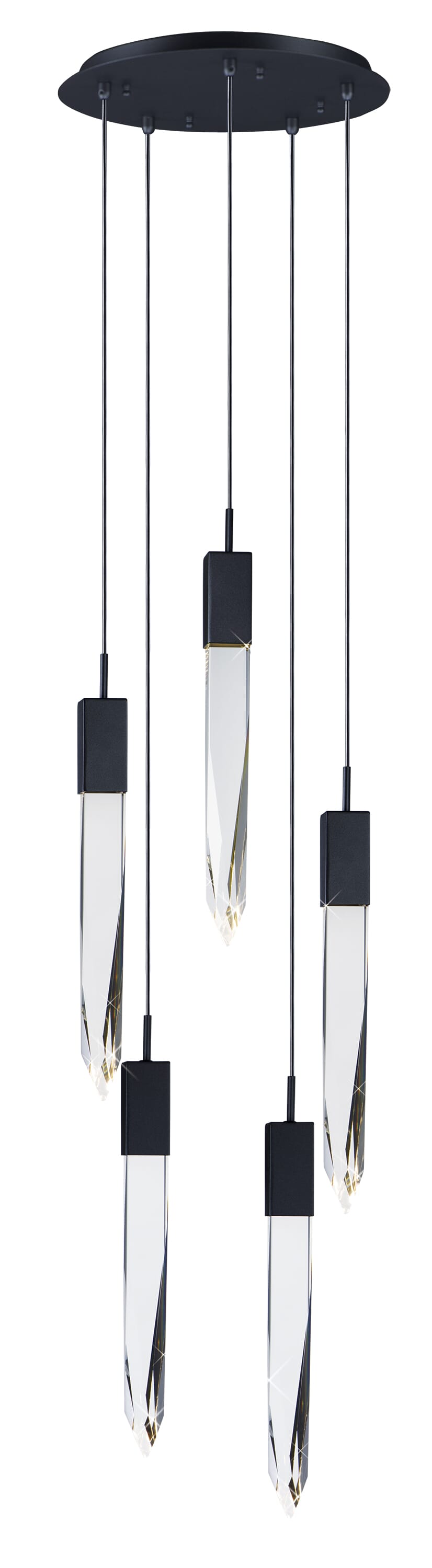 ET2 Lighting Quartz 15.75" LED 5-Light Pendant in Black