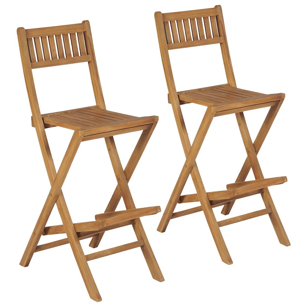vidaXL Folding Patio Bar Stools 2 pcs Solid Teak Wood