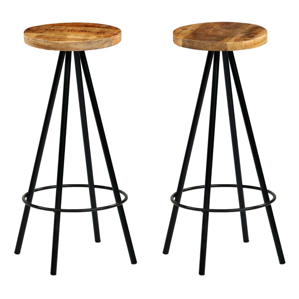 vidaXL Bar Stools 2 pcs Solid Mango Wood