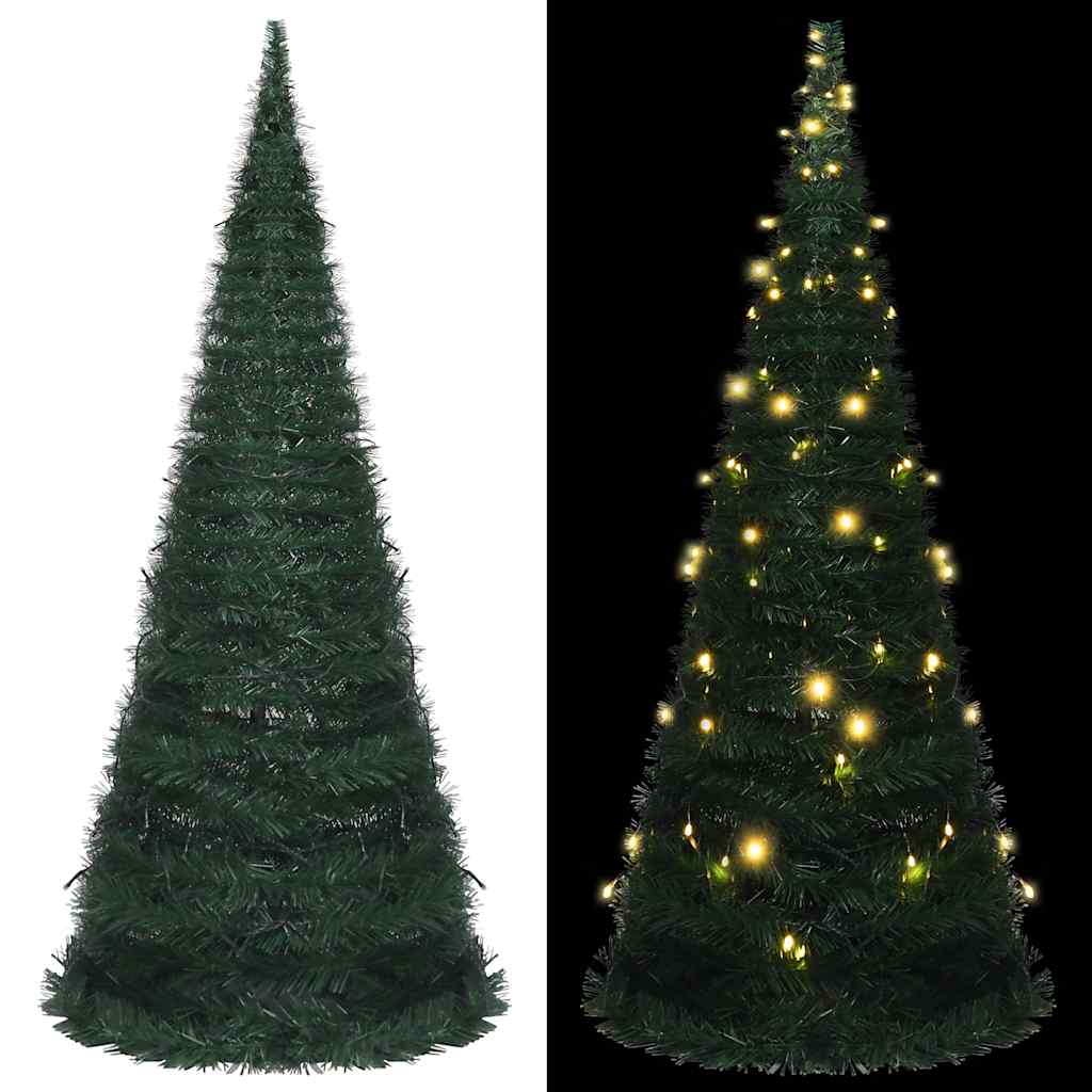 vidaXL Pop-up String Artificial Pre-lit Christmas Tree Green 5 ft