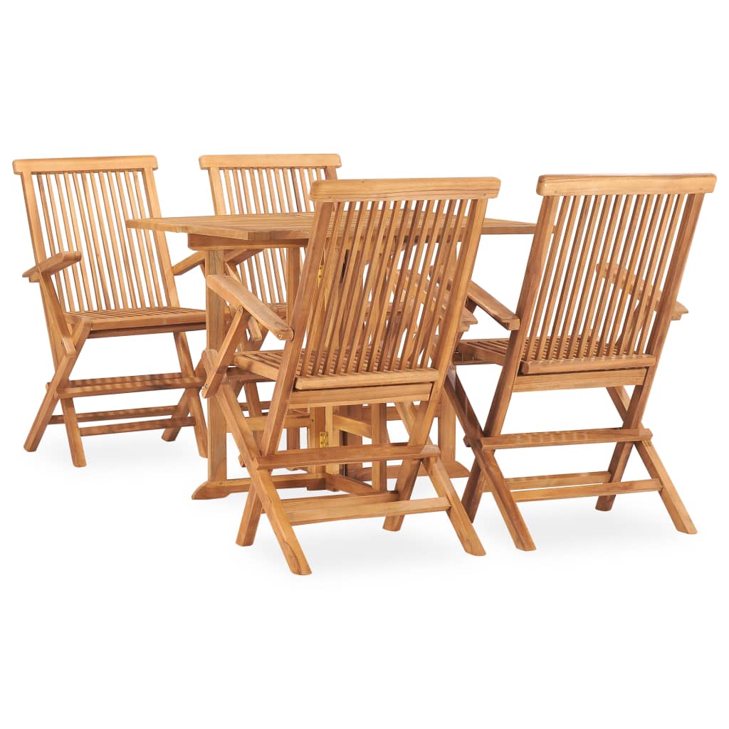 vidaXL 5 Piece Folding Patio Dining Set Solid Teak Wood