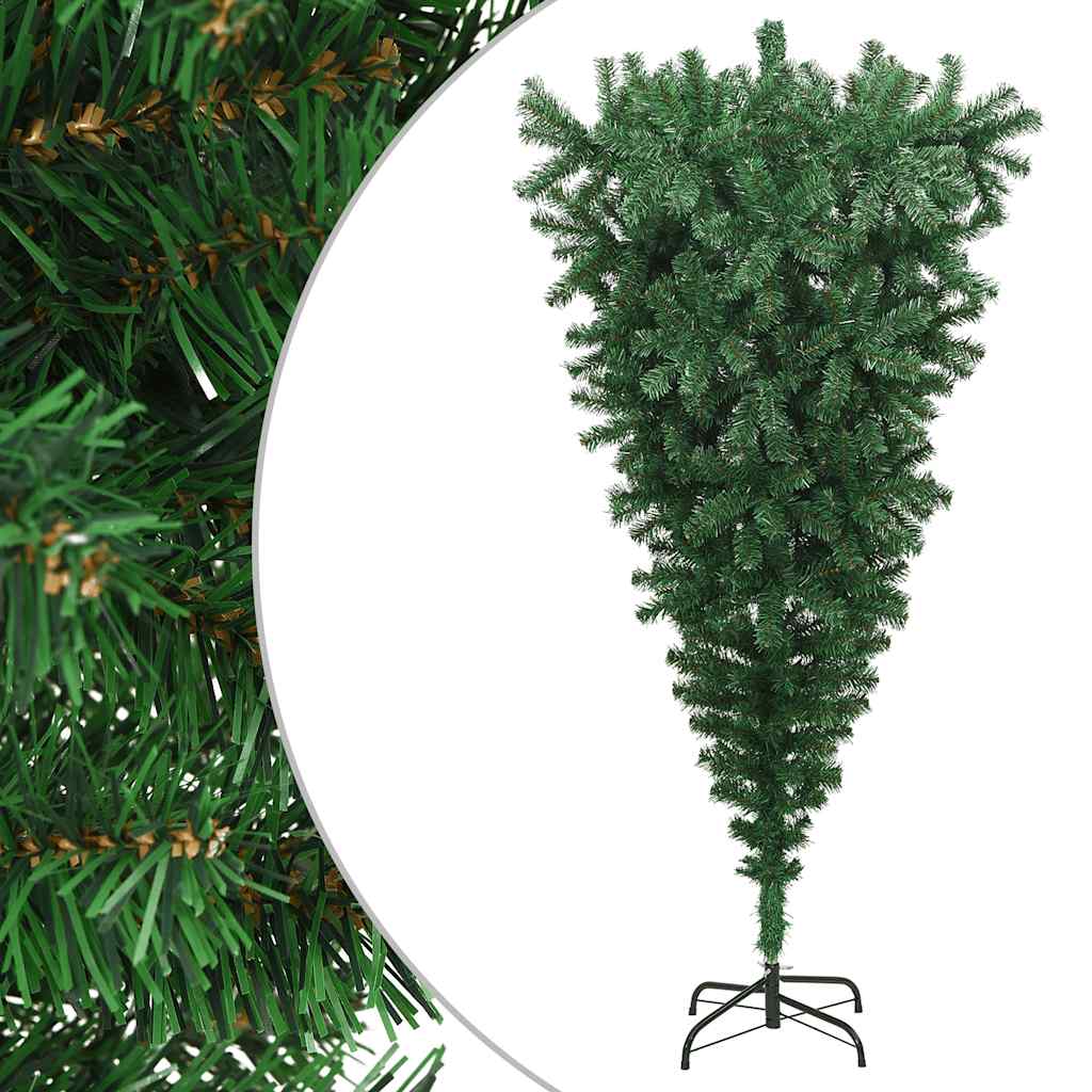 vidaXL Upside-down Artificial Christmas Tree with Stand Green 8 ft